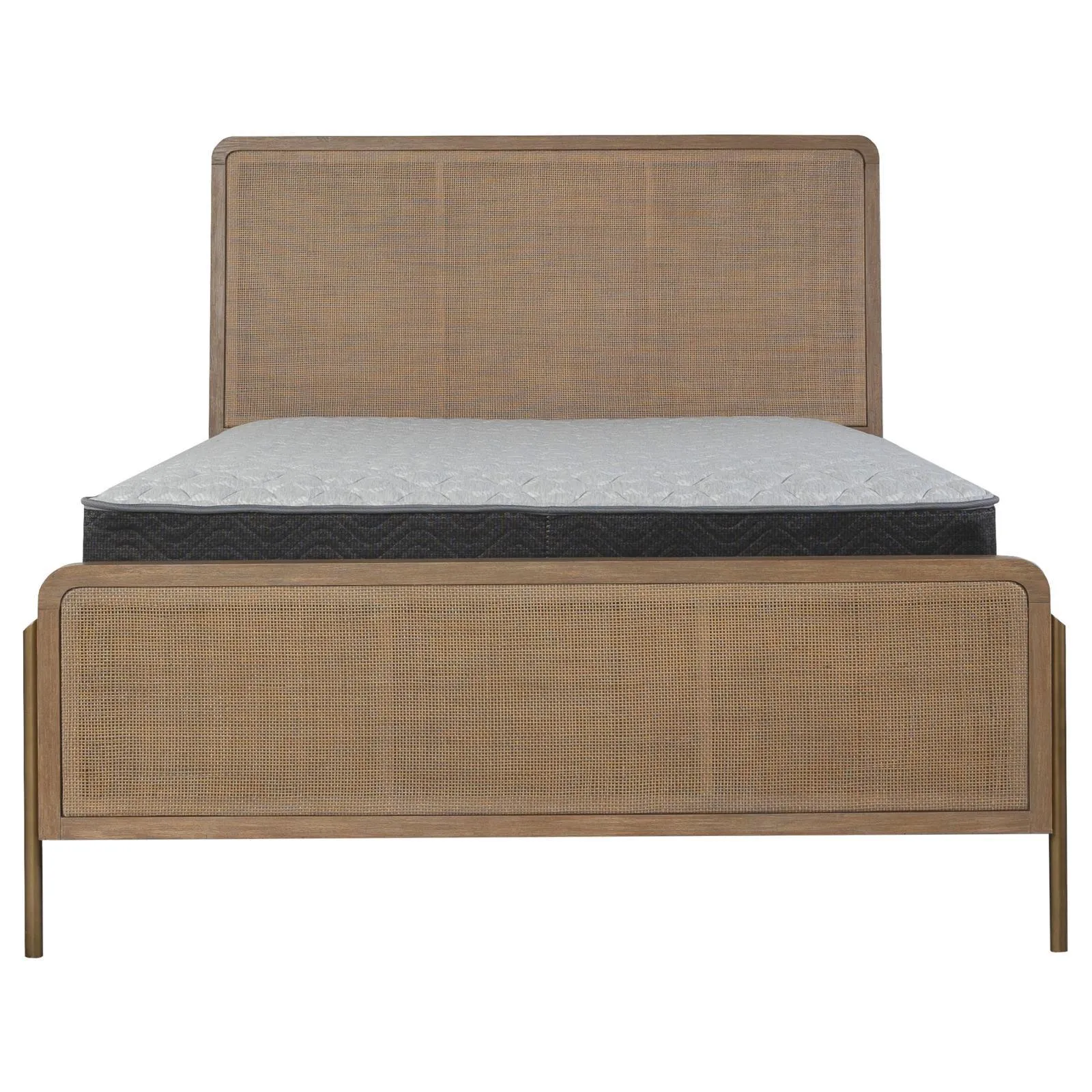 Arini Sand Wash and Natural Cane Upholstered Queen Panel Bed - Image 6