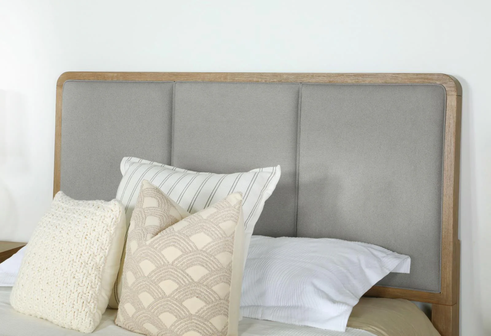 Arini Sand Wash/Gray Upholstered Eastern King Panel Bed - Image 11