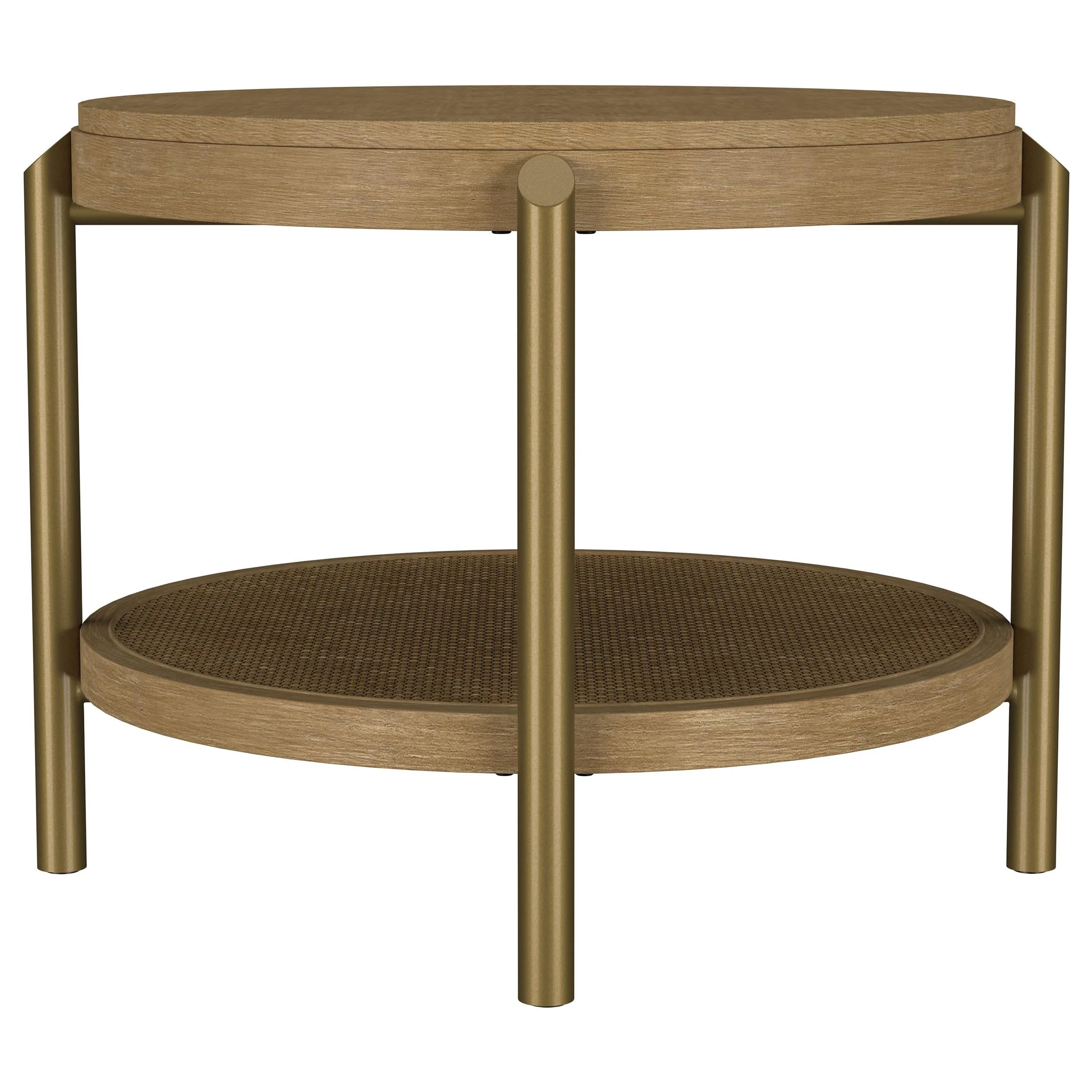 Arini Sand Wash Round End Side Table With Storage Shelf - Image 5