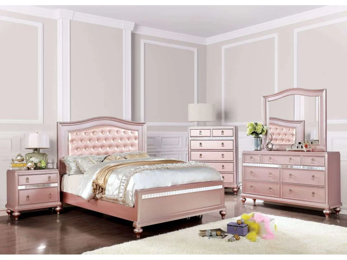 Ariston Rose Gold 4-Piece Full Bedroom Set