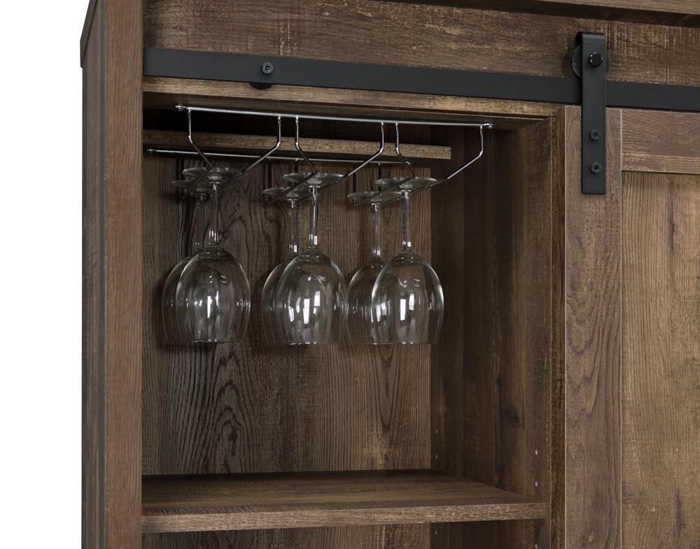 Arlington Rustic Oak Bar Cabinet with Sliding Door - Image 8