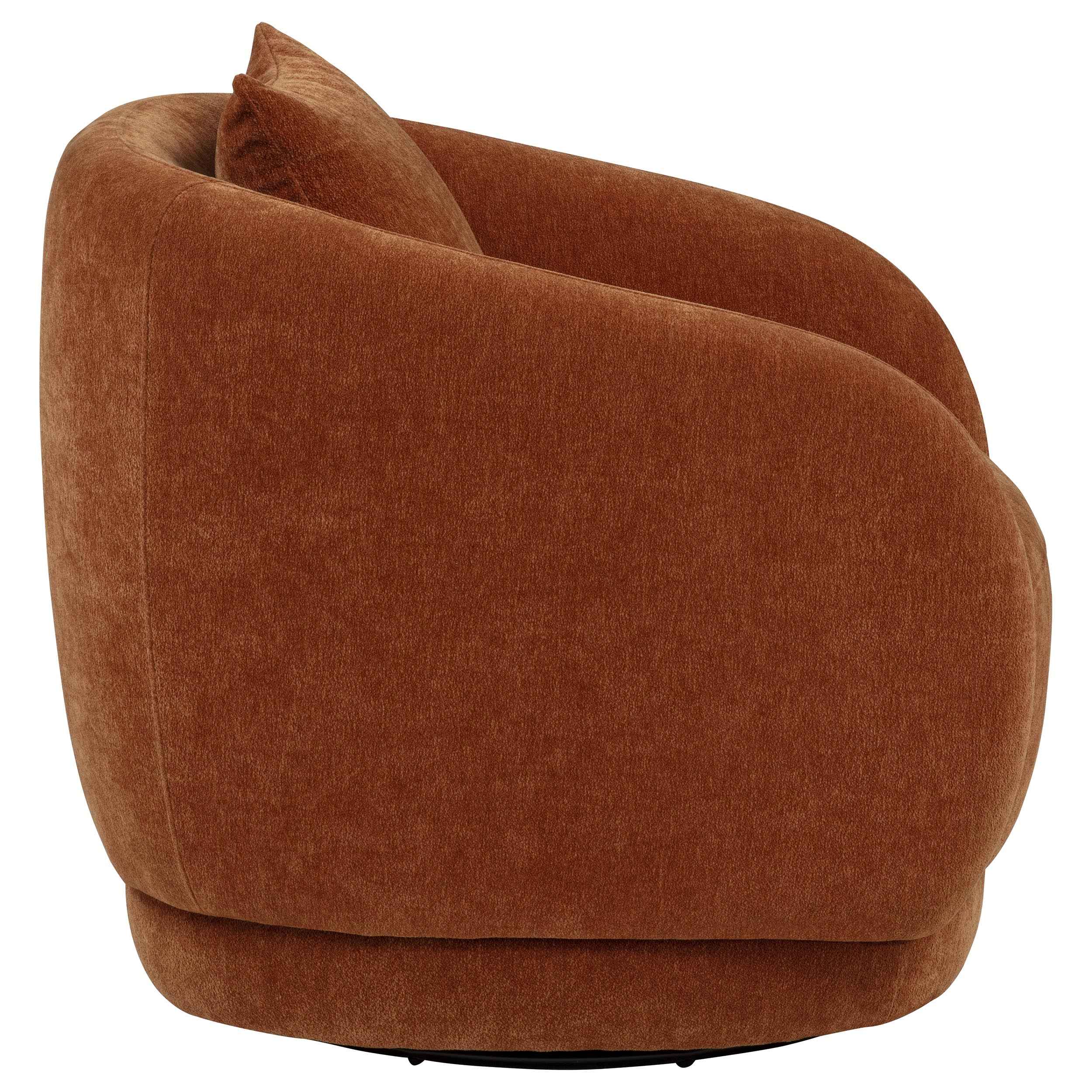 Arnaud Burnt Orange Chenille Upholstered Swivel Accent Chair - Image 7