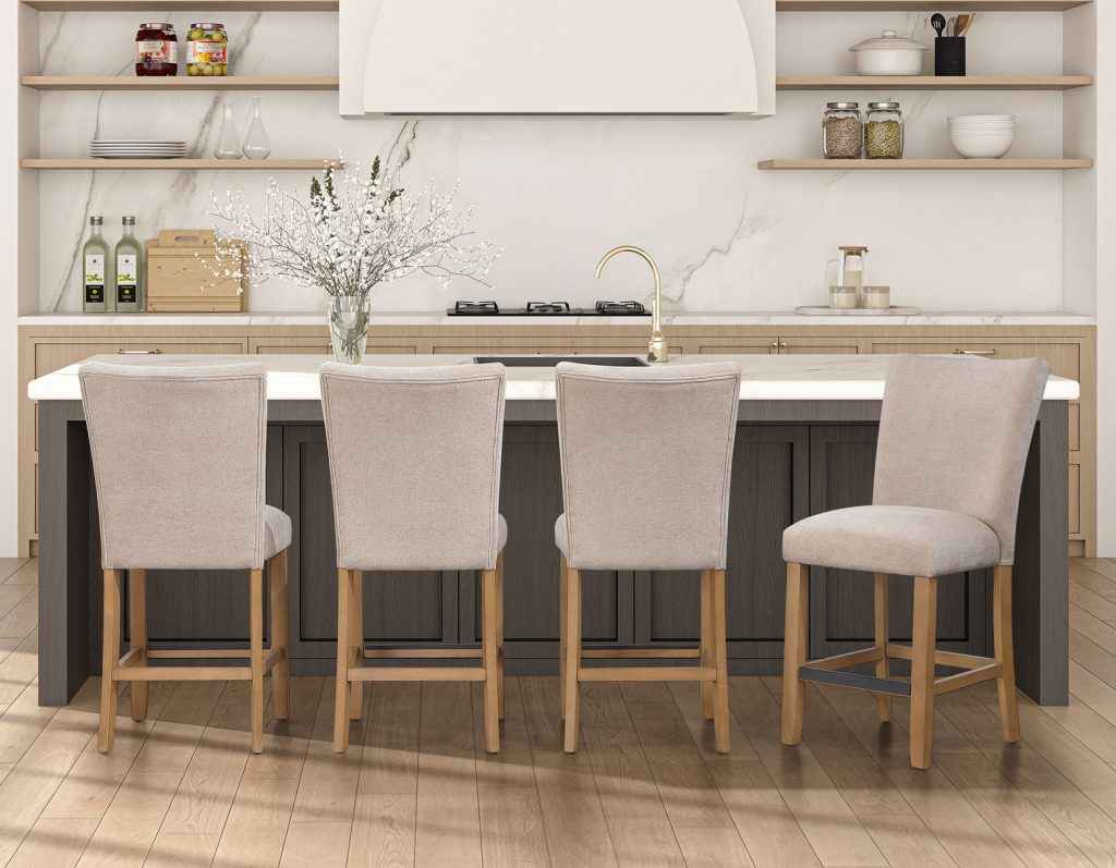 Artemis Beige Chenille Velvet 24″ Counter Stool - Image 11