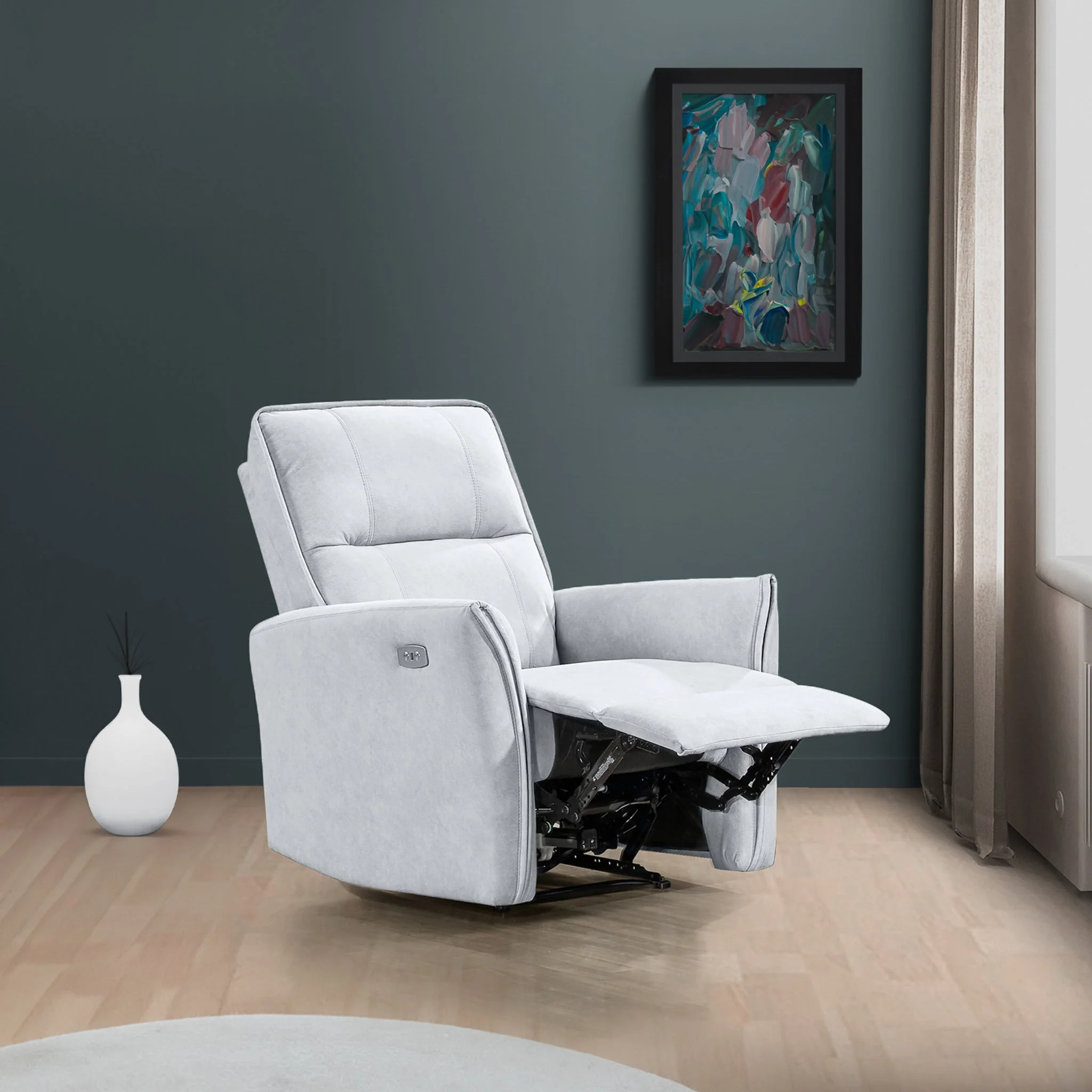 Asheville Grey Suede Recliner Chair - Image 2