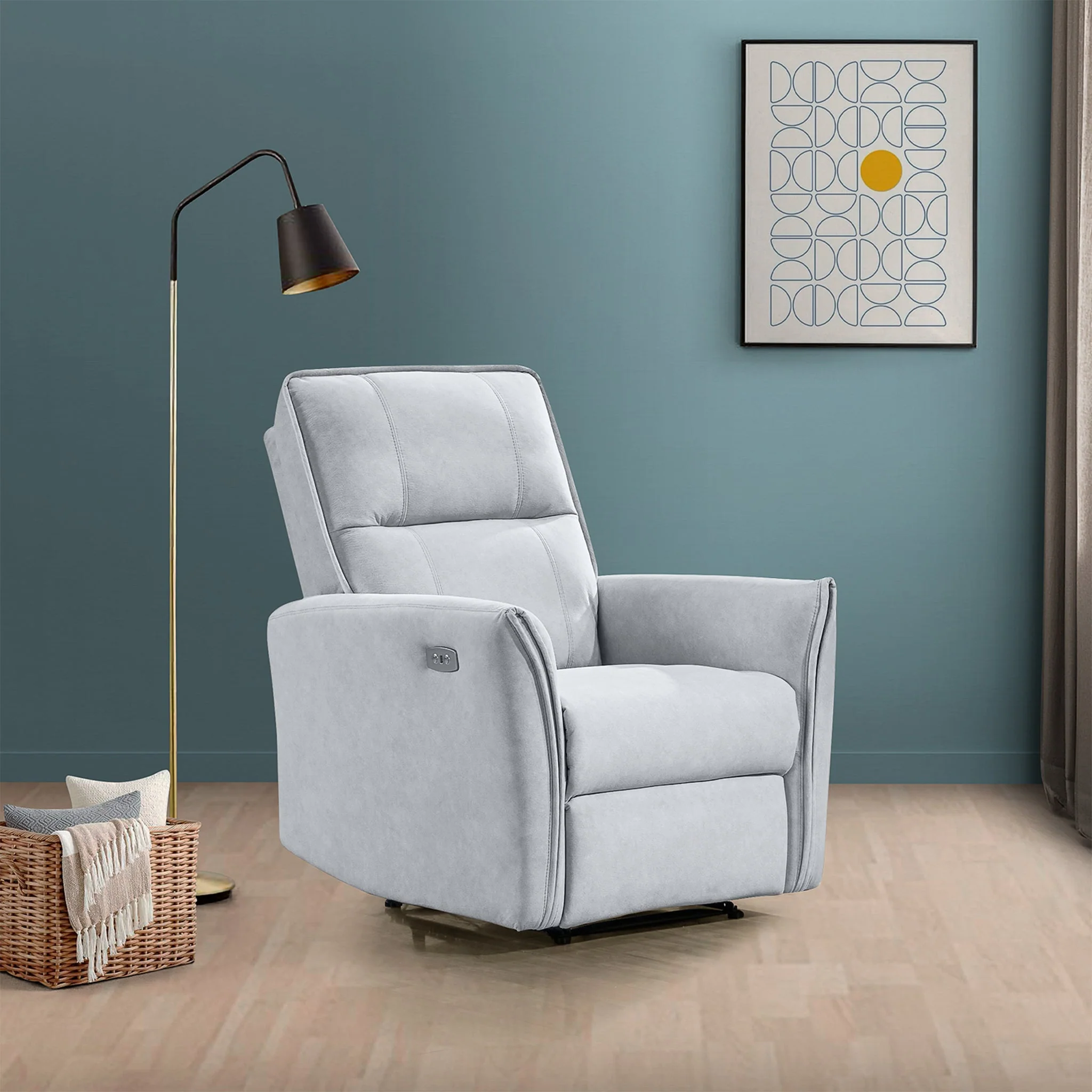 Asheville Grey Suede Recliner Chair - Image 3