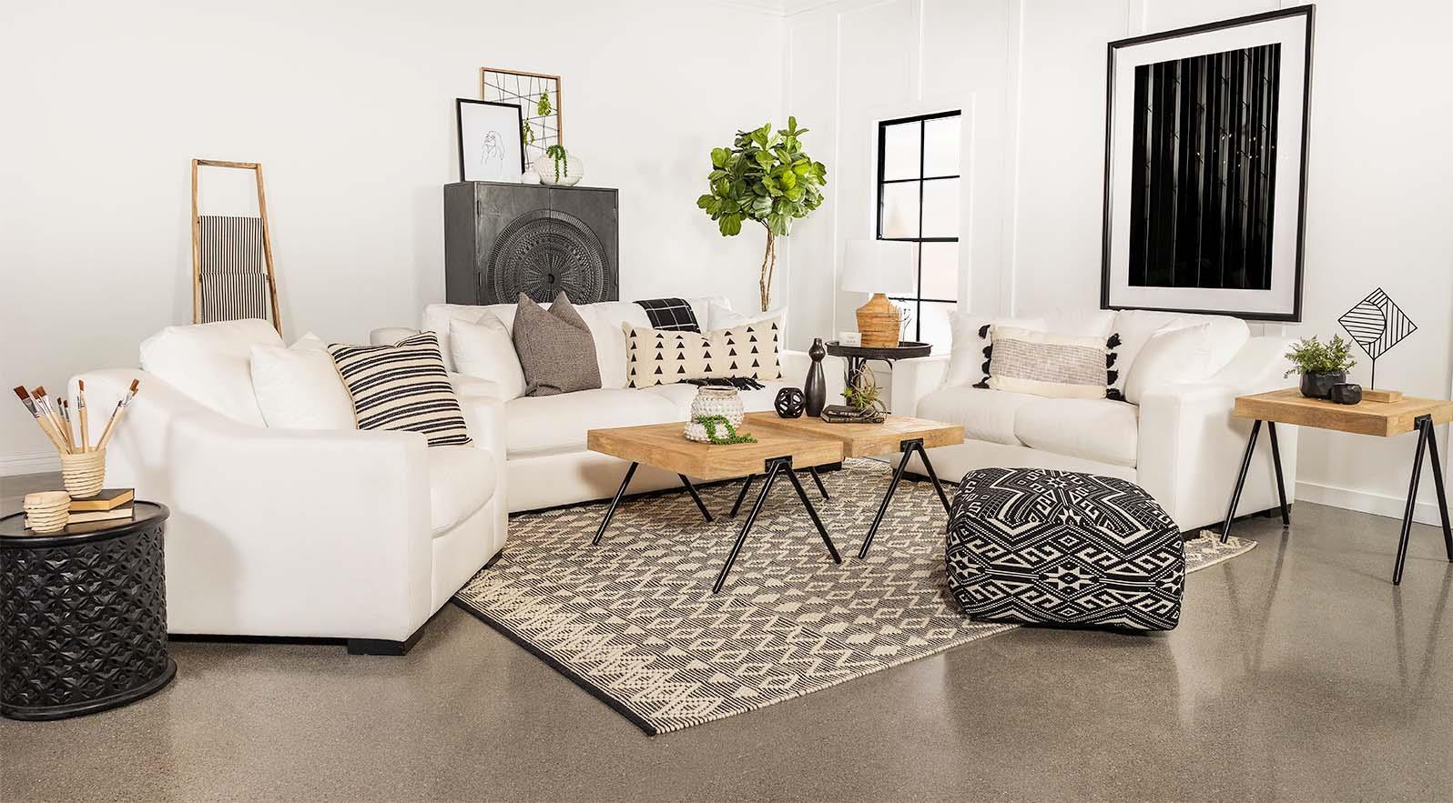 Ashlyn White Upholstered Sloped Arms Chair - Image 3