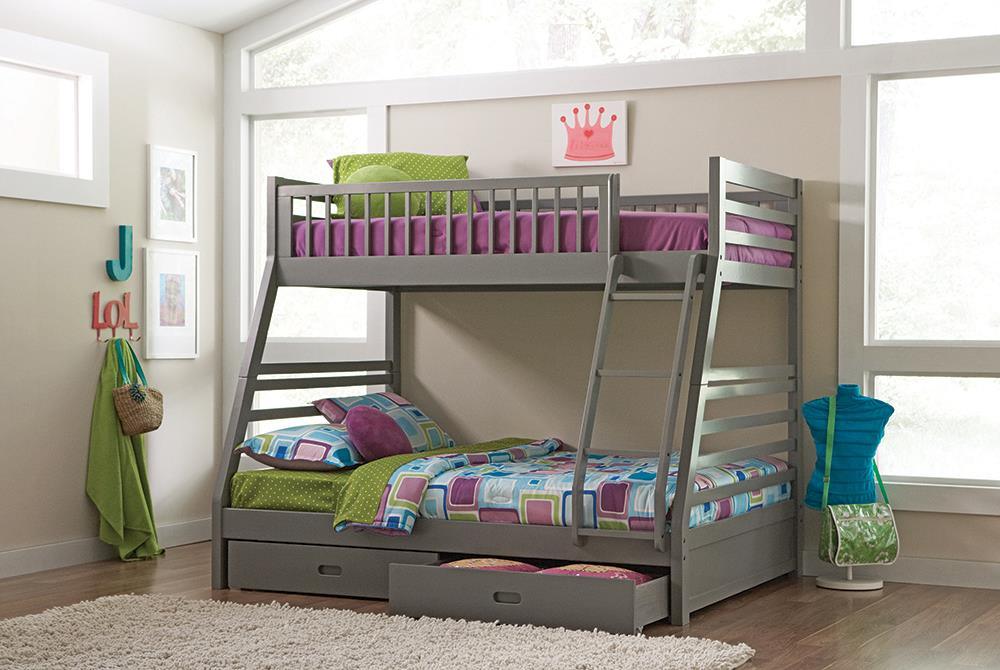 Ashton Gray Twin over Full 2-Drawer Bunk Bed - Image 3