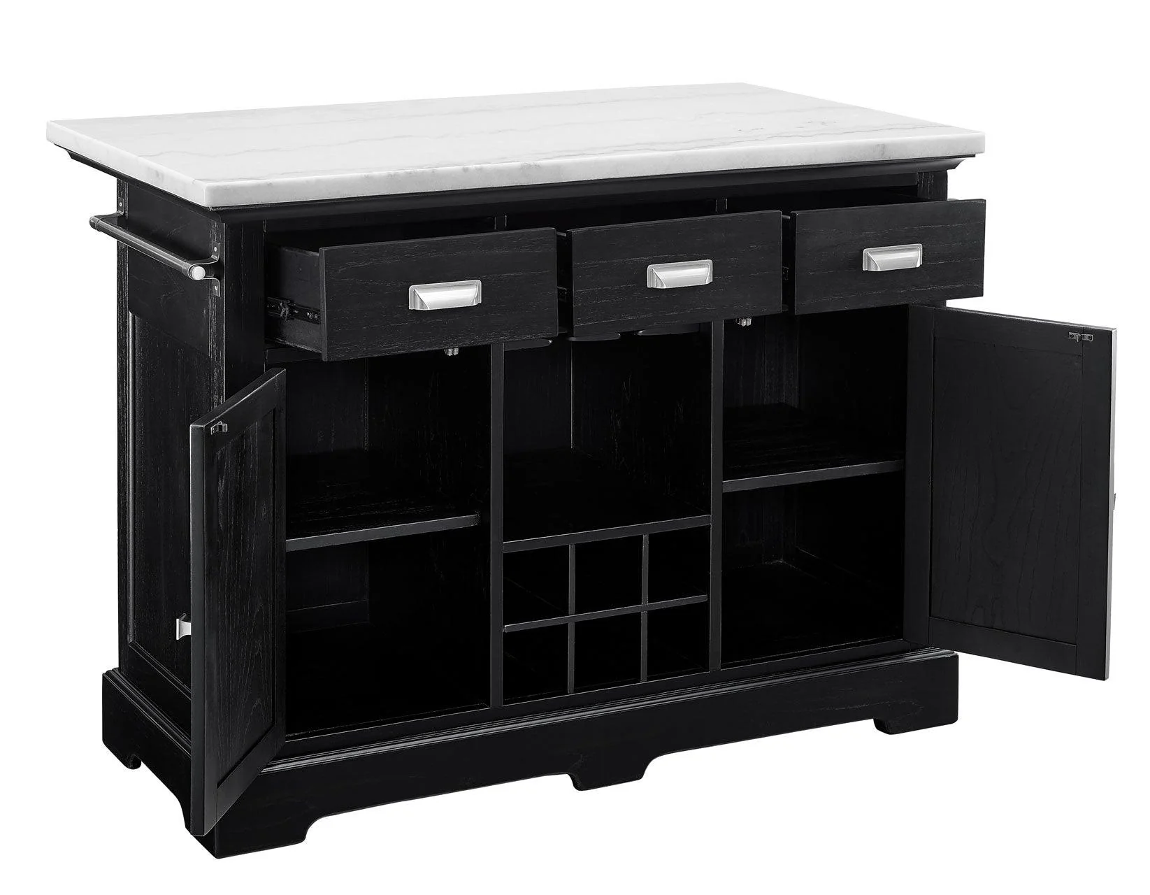 Aspen Ebony/White Marble Top Kitchen Island Set - Image 10