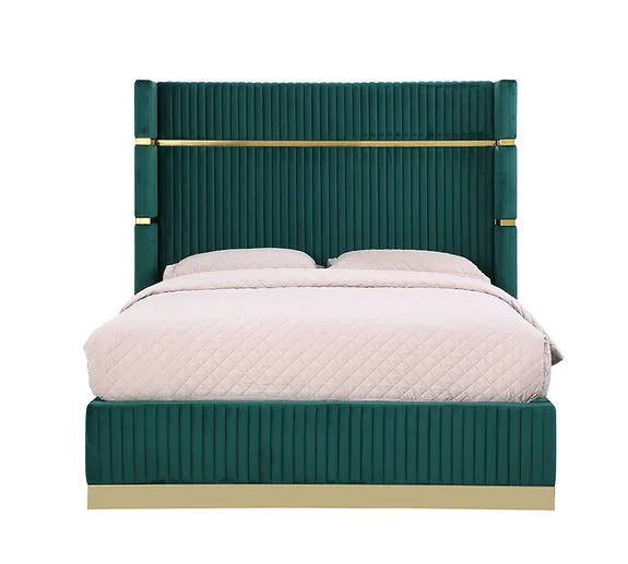 Aspen Green Velvet King Platform Bed - Image 2