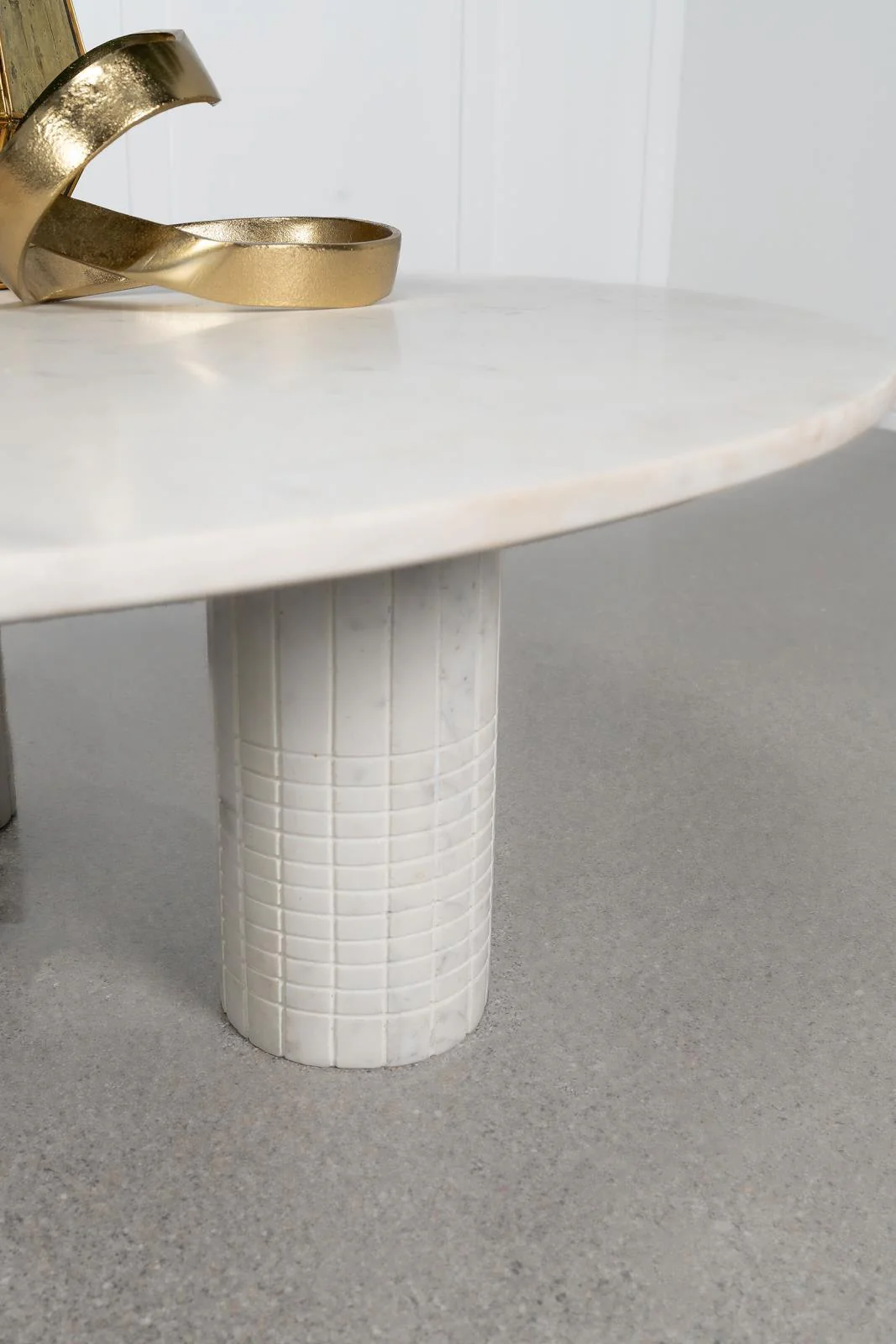 Astoria Round Genuine Marble Coffee Table White - Image 3