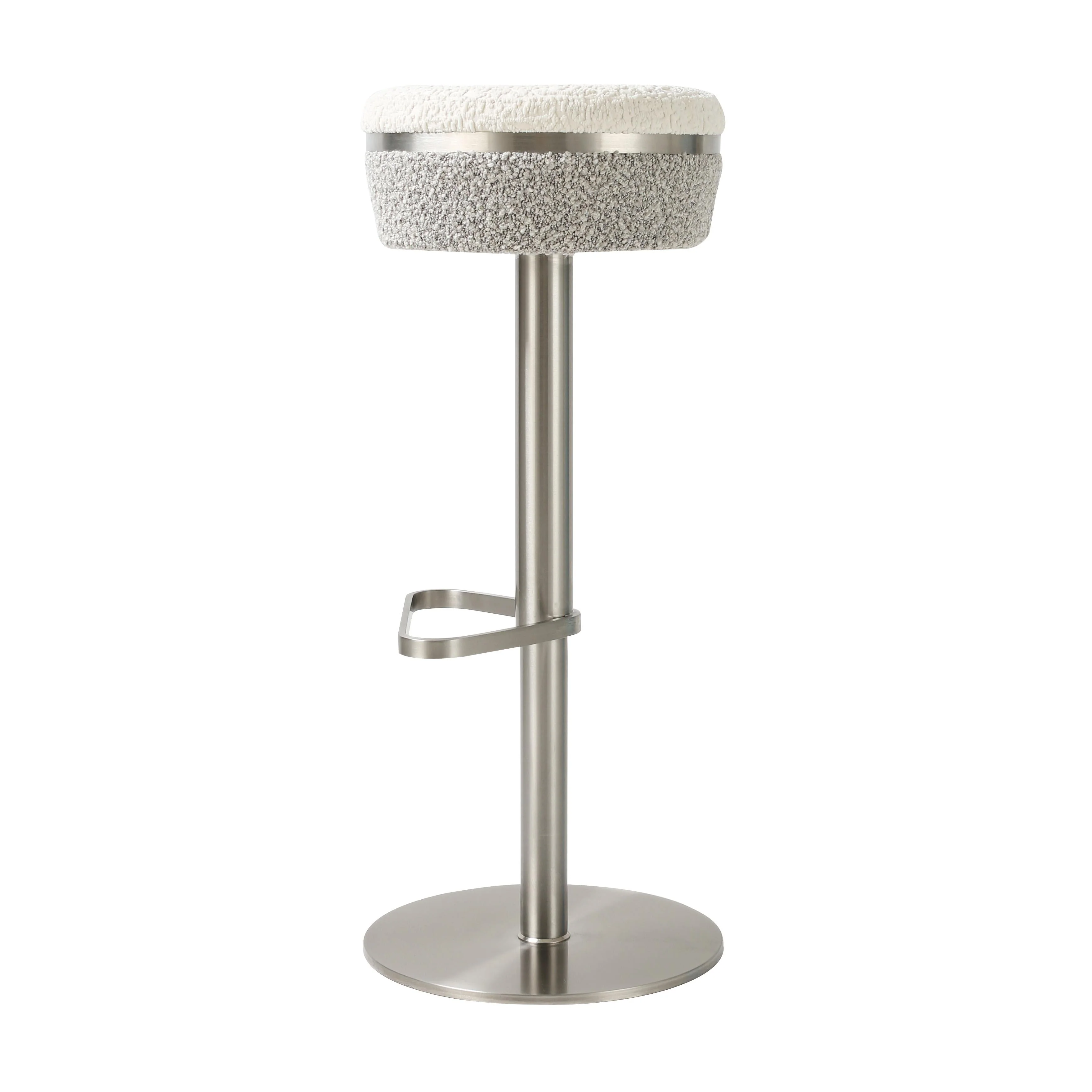 Astro White and Grey Boucle Adjustable Stool - Image 3