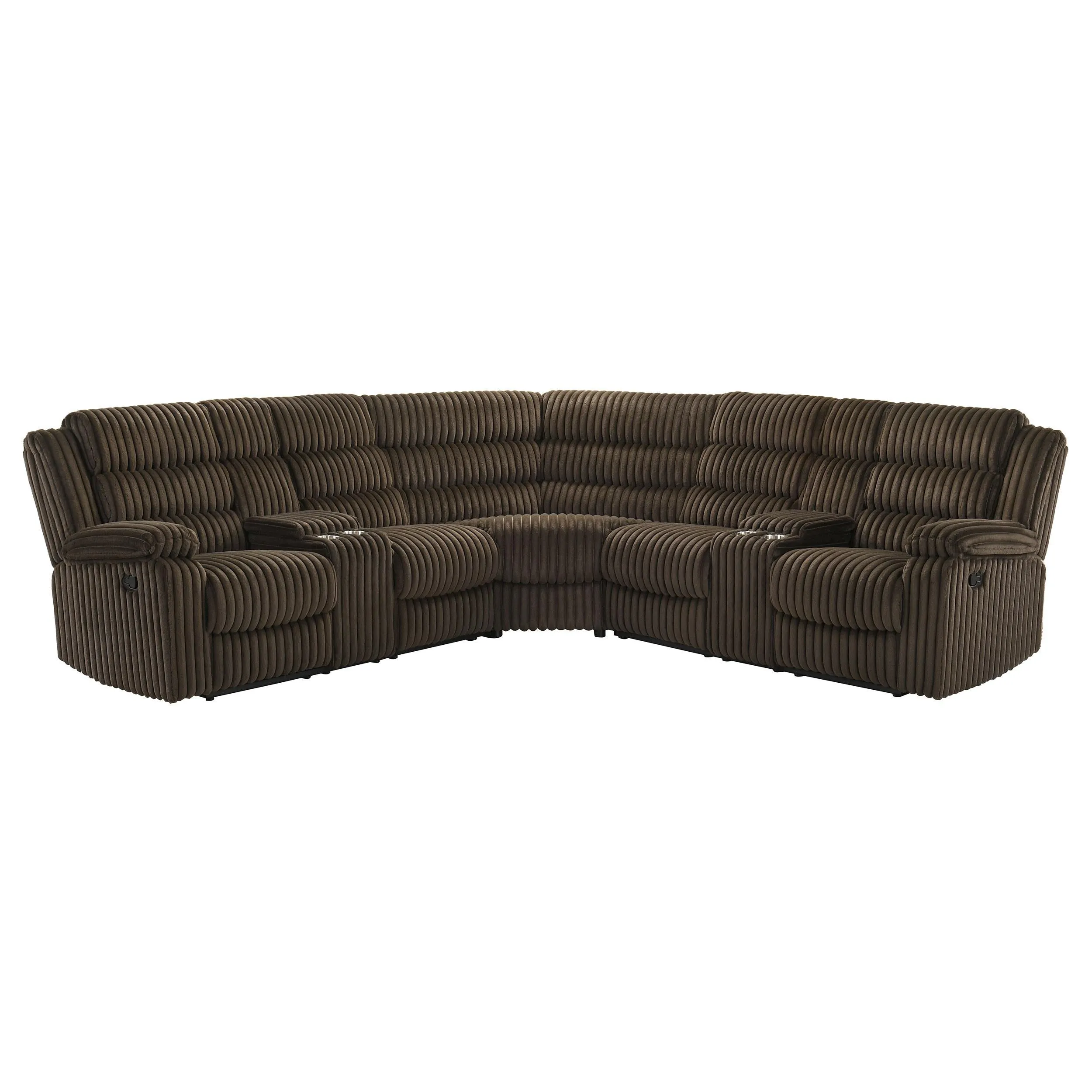 Atkinson Chocolate Upholstered Reclining Sectional Sofa - Image 4