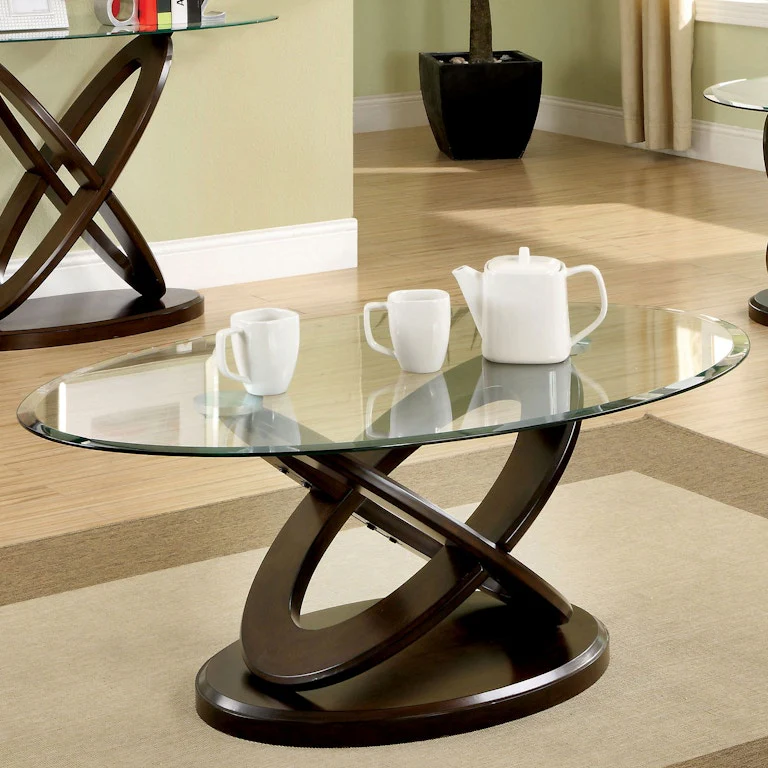 Atwood Dark Walnut Oval Coffee Table