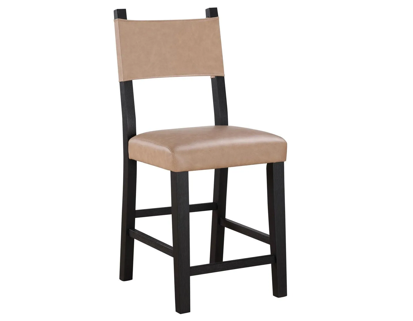 Aubrey 24″ Black Counter Chair with Camel Vegan Leather - Image 5