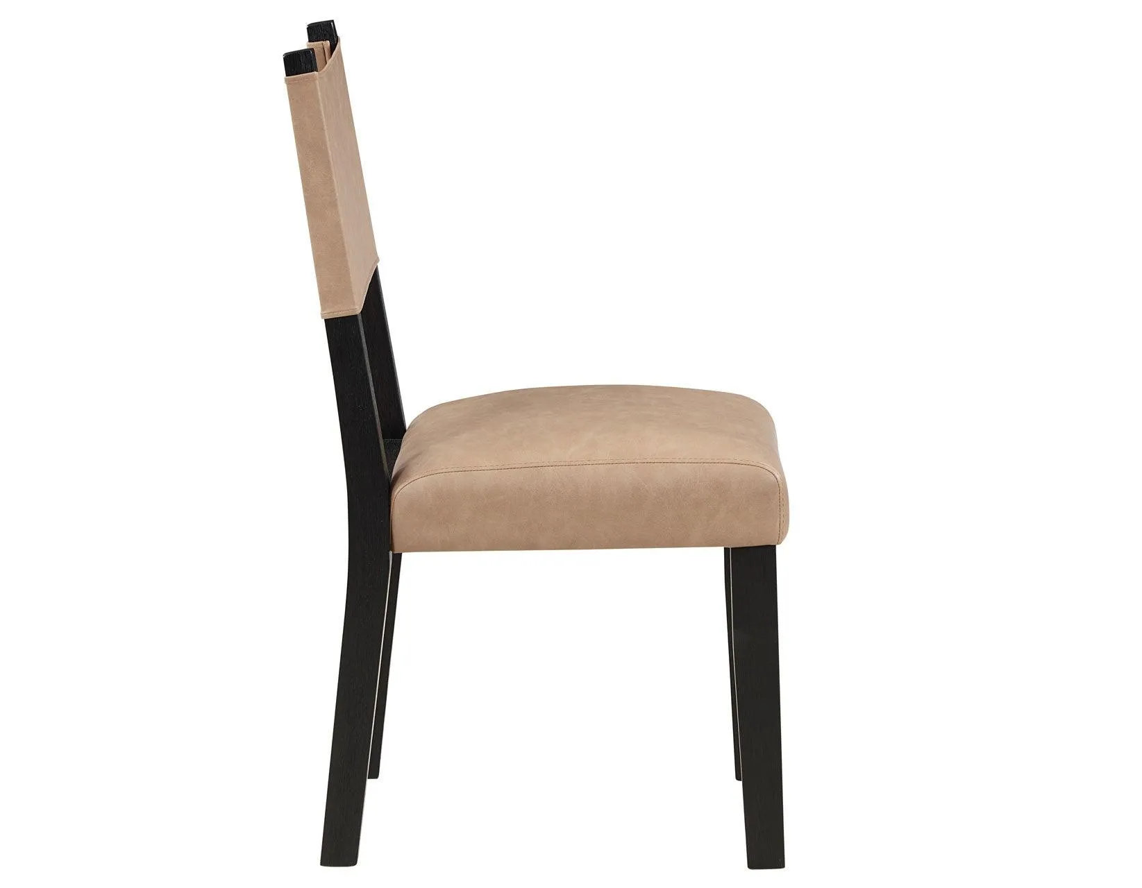 Aubrey Side Chair, Camel Vegan Leather with Black wood finish - Image 4