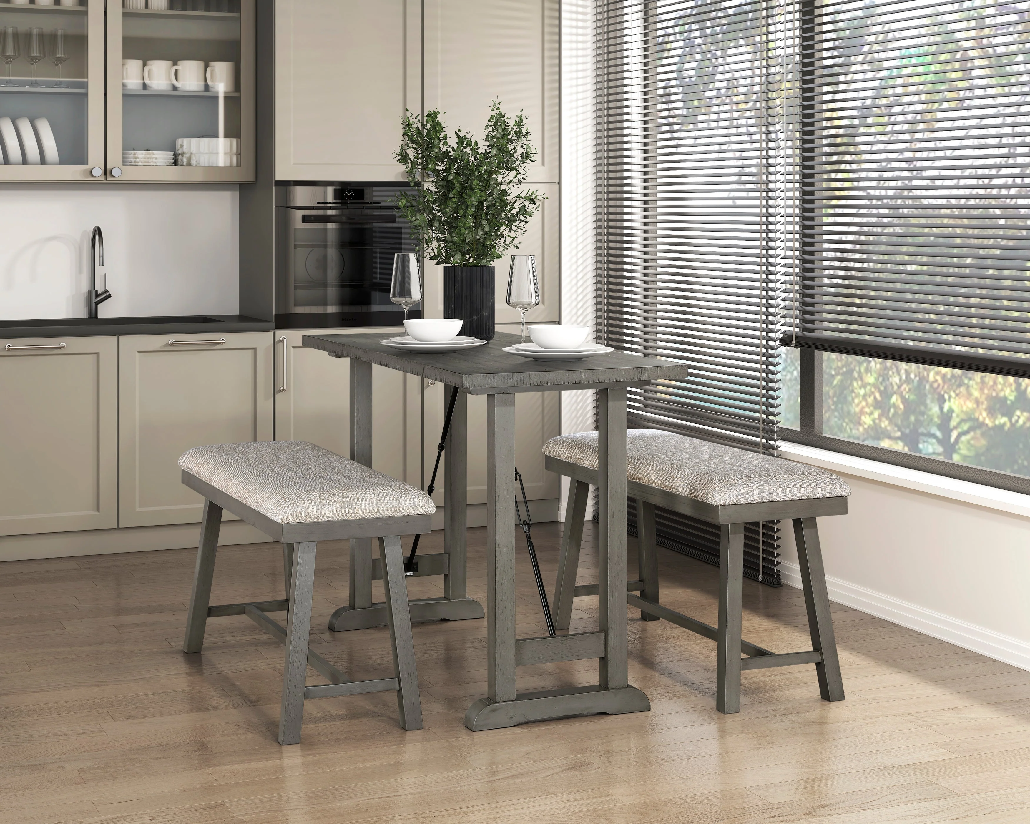Auburndale Light Gray Counter Height Bench - Image 3