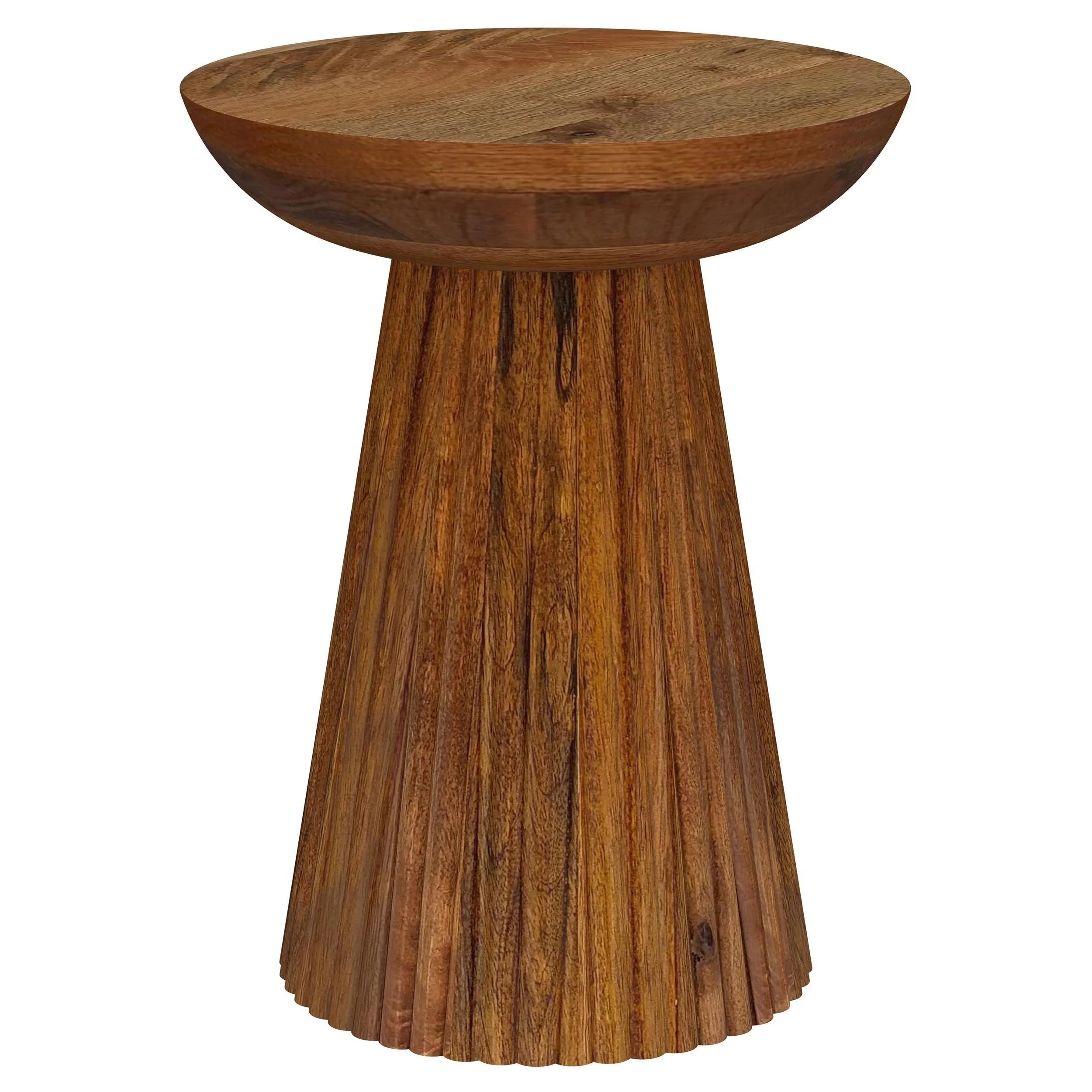 Aureo Wild Honey Round Solid Wood Accent Side Table - Image 5