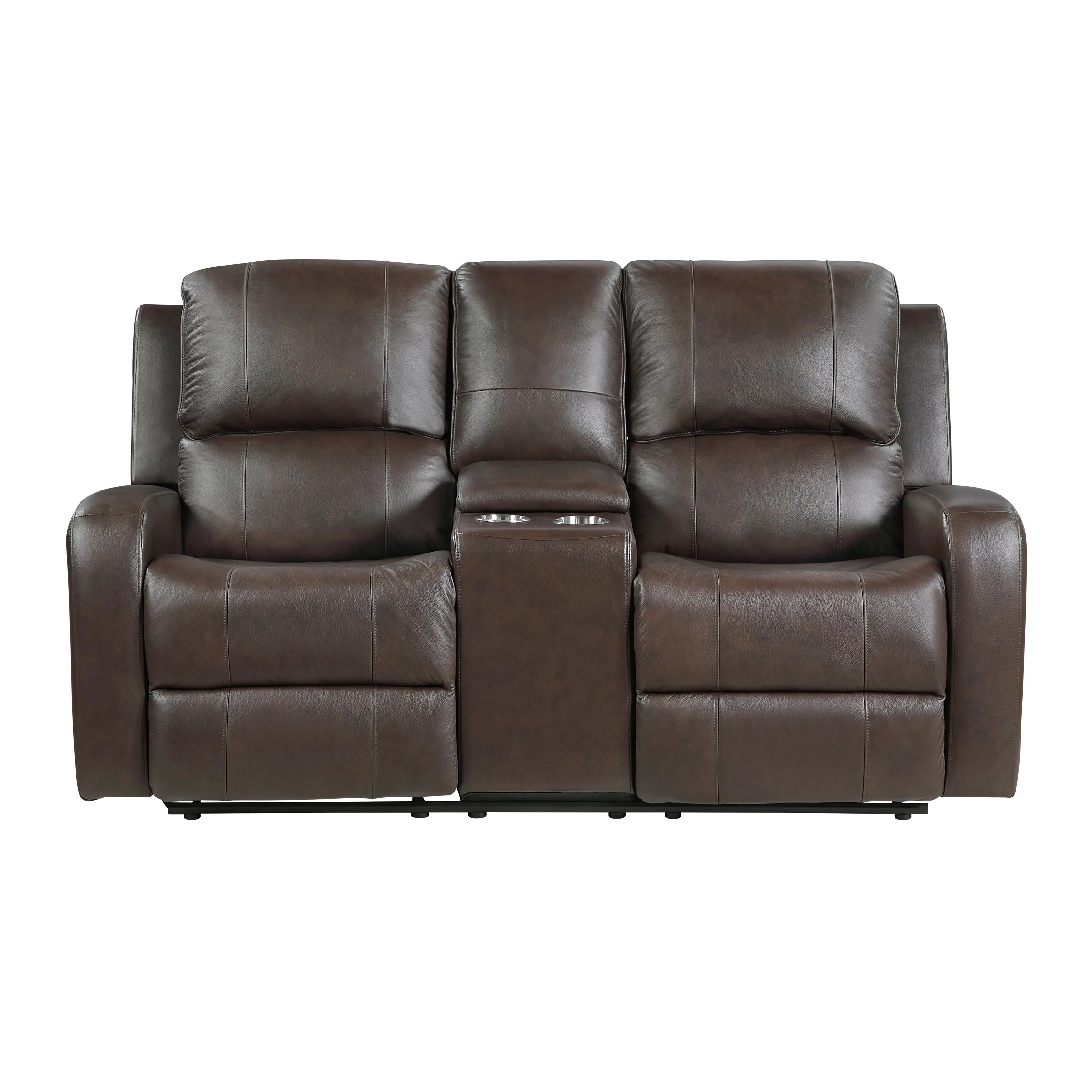 Austin Brown Genuine Leather Reclining Living Room Set - Image 7