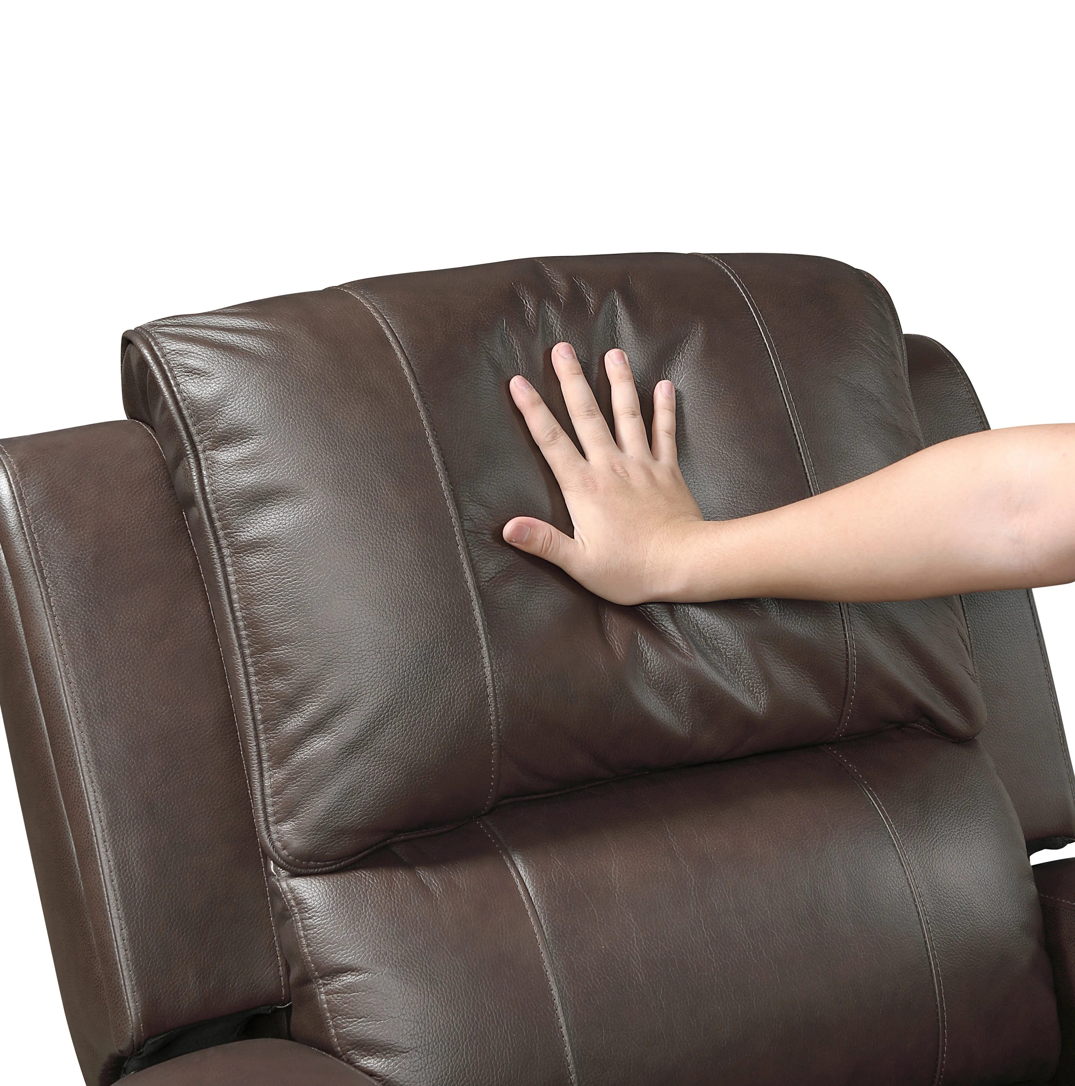 Austin Brown Genuine Leather Reclining Living Room Set - Image 9