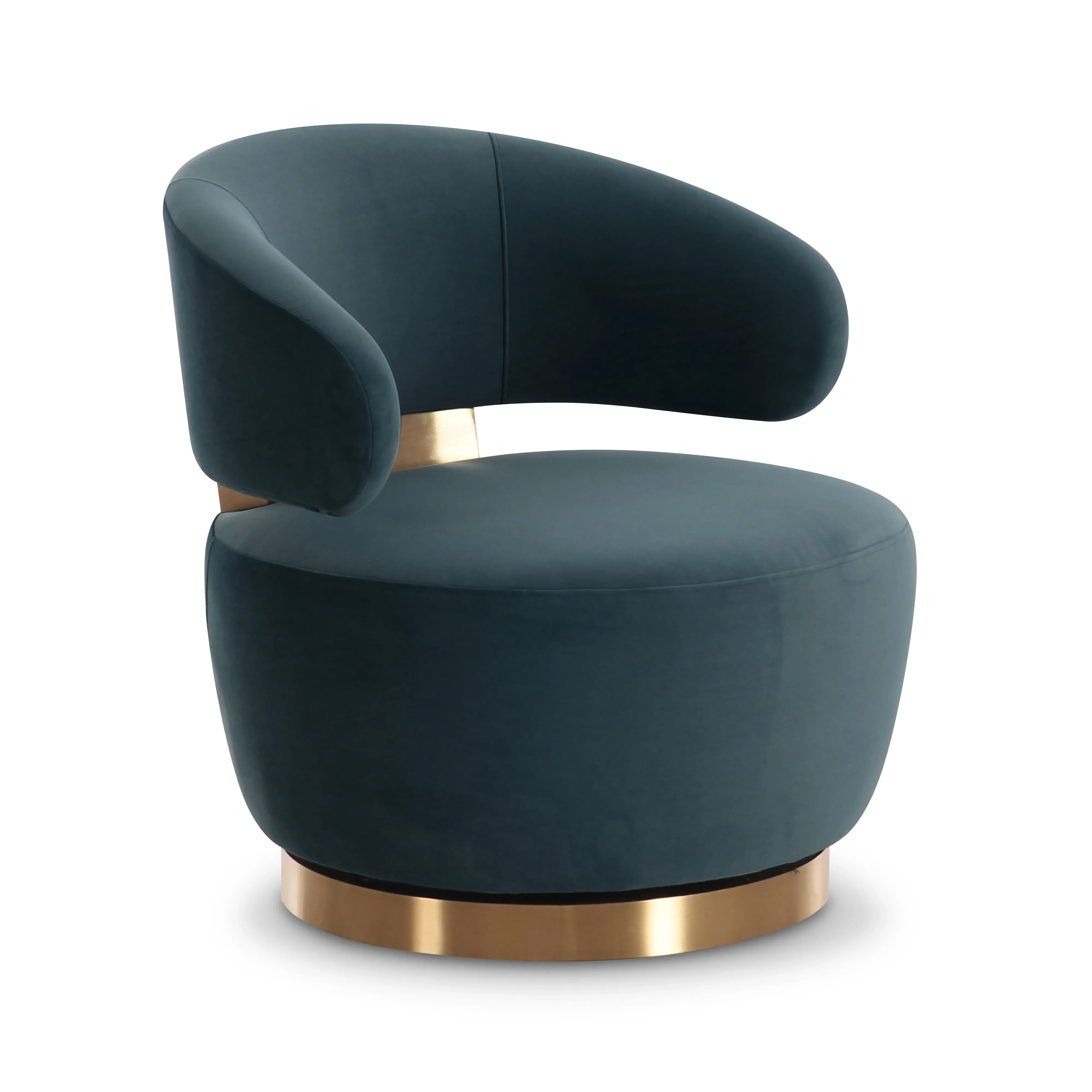 Austin Dark Teal Velvet Swivel Chair - Image 3