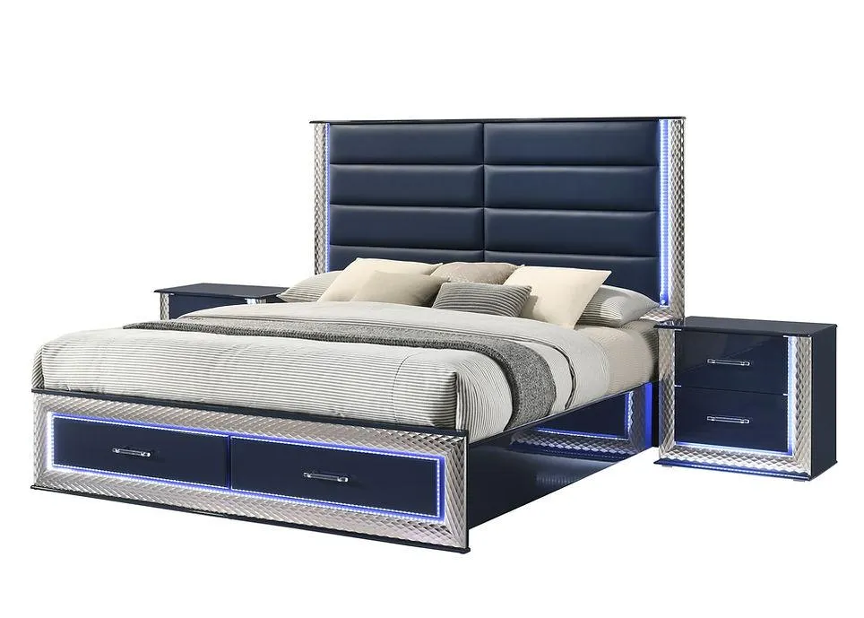 Aya Led Dark Navy Platform Bedroom Set - Image 3