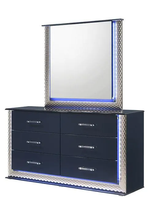 Aya Led Dark Navy Platform Bedroom Set - Image 4