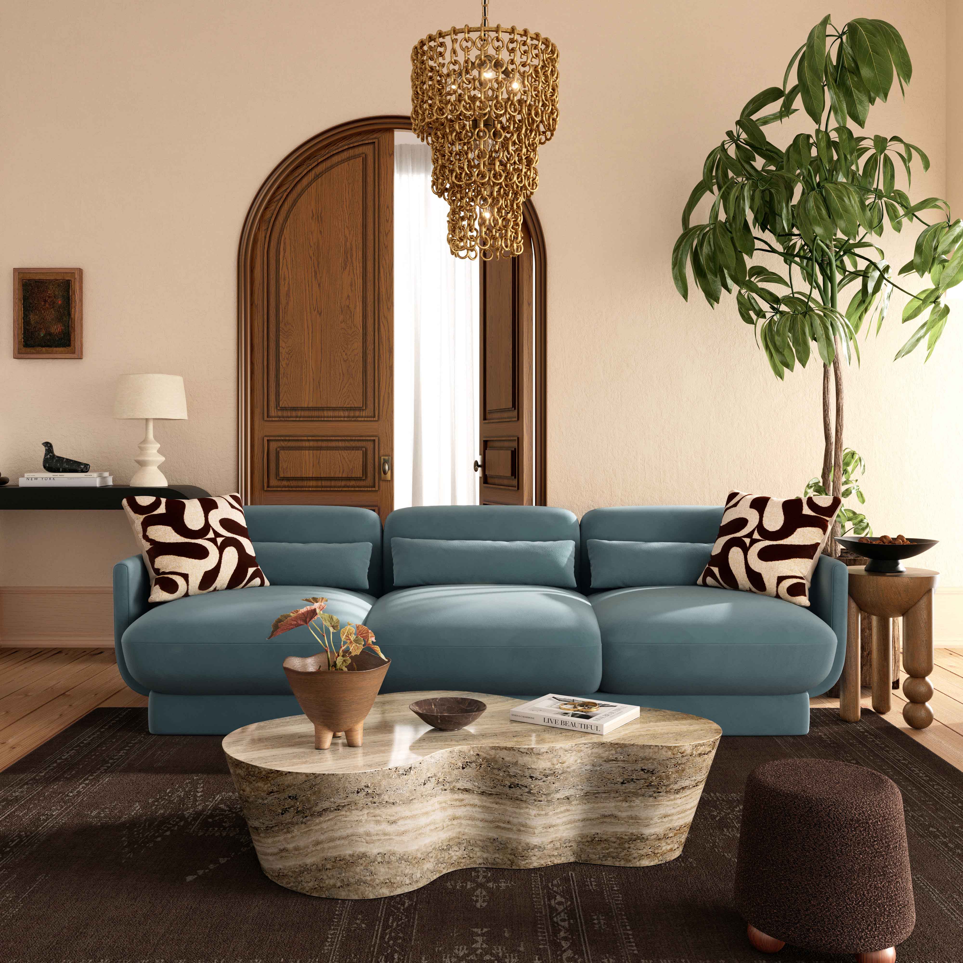Azalea 90.5" Performance Velvet Sofa - Image 9