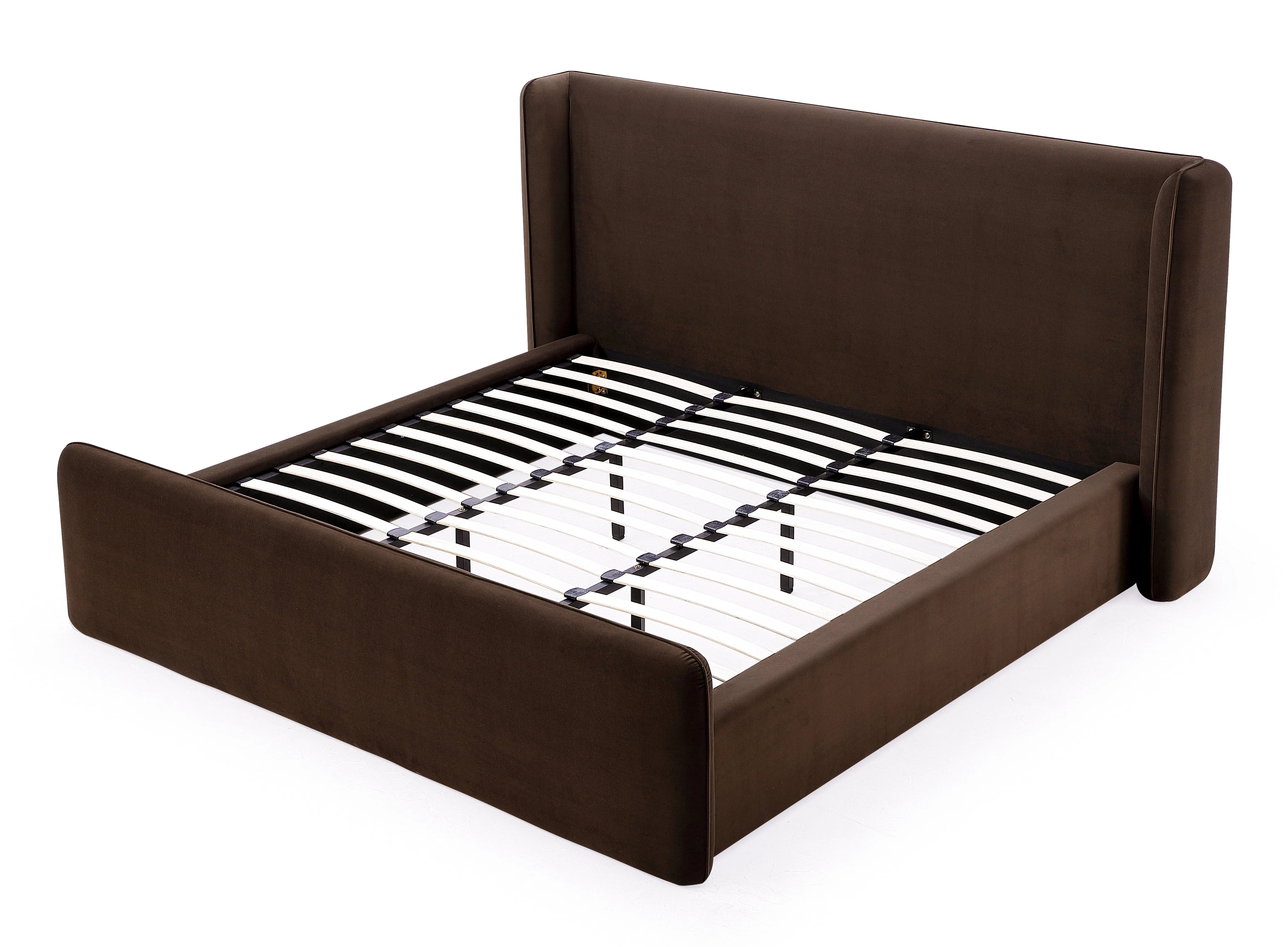 Bacall Velvet Full Upholstered Wingback Platform Bed in Cola - Image 8