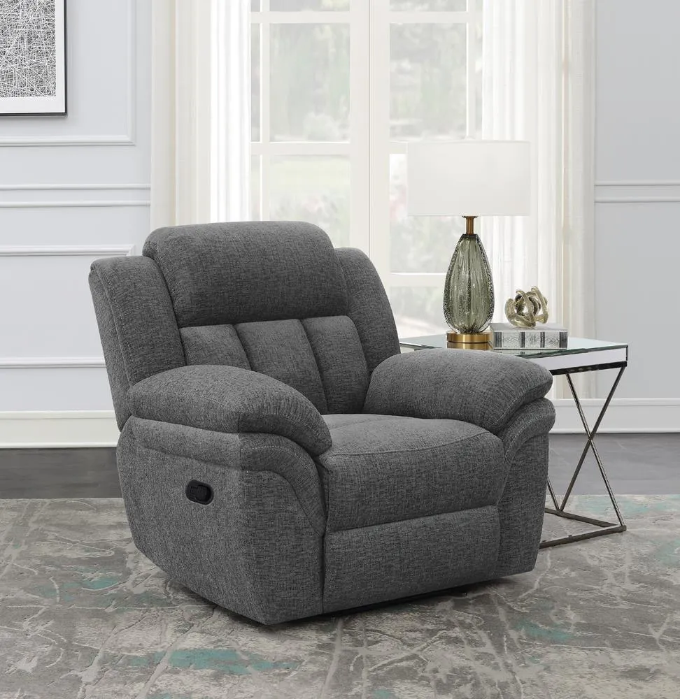 Bahrain Charcoal Upholstered Glider Recliner