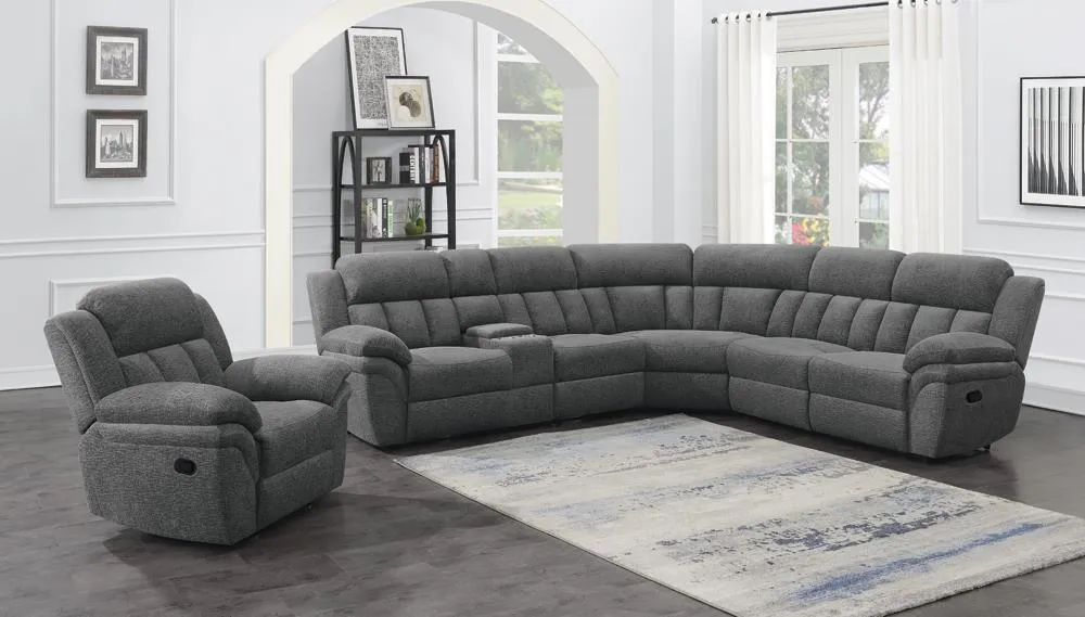 Bahrain Charcoal Upholstered Glider Recliner - Image 10