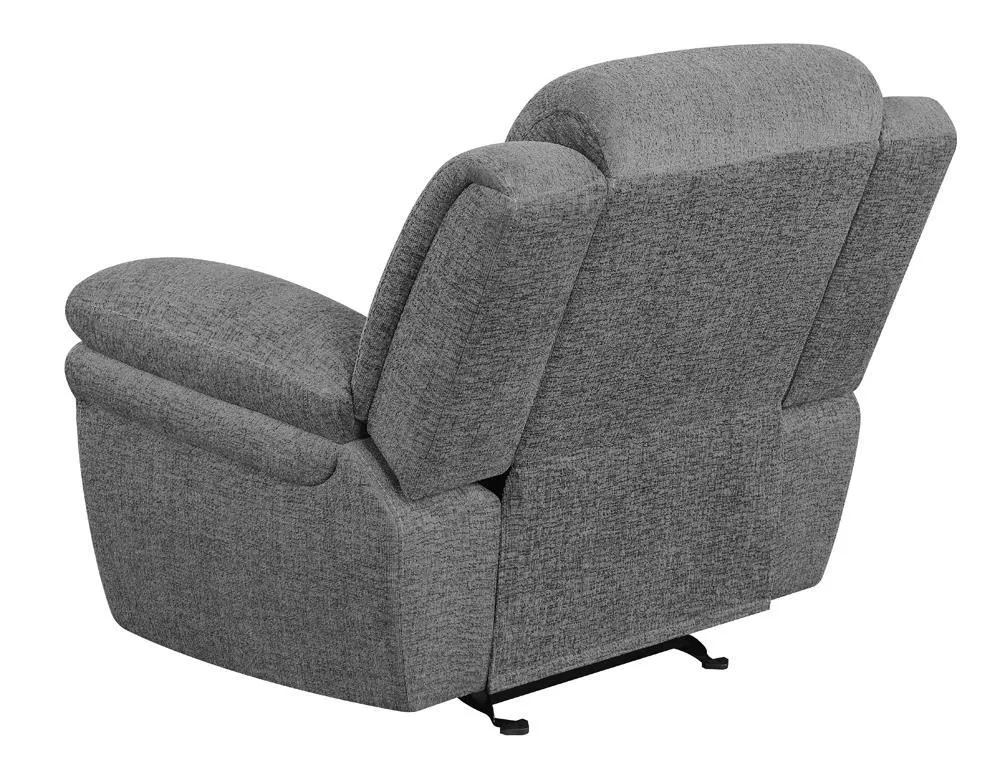Bahrain Charcoal Upholstered Glider Recliner - Image 6