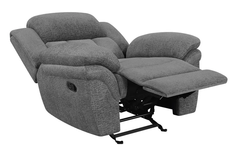 Bahrain Charcoal Upholstered Glider Recliner - Image 8