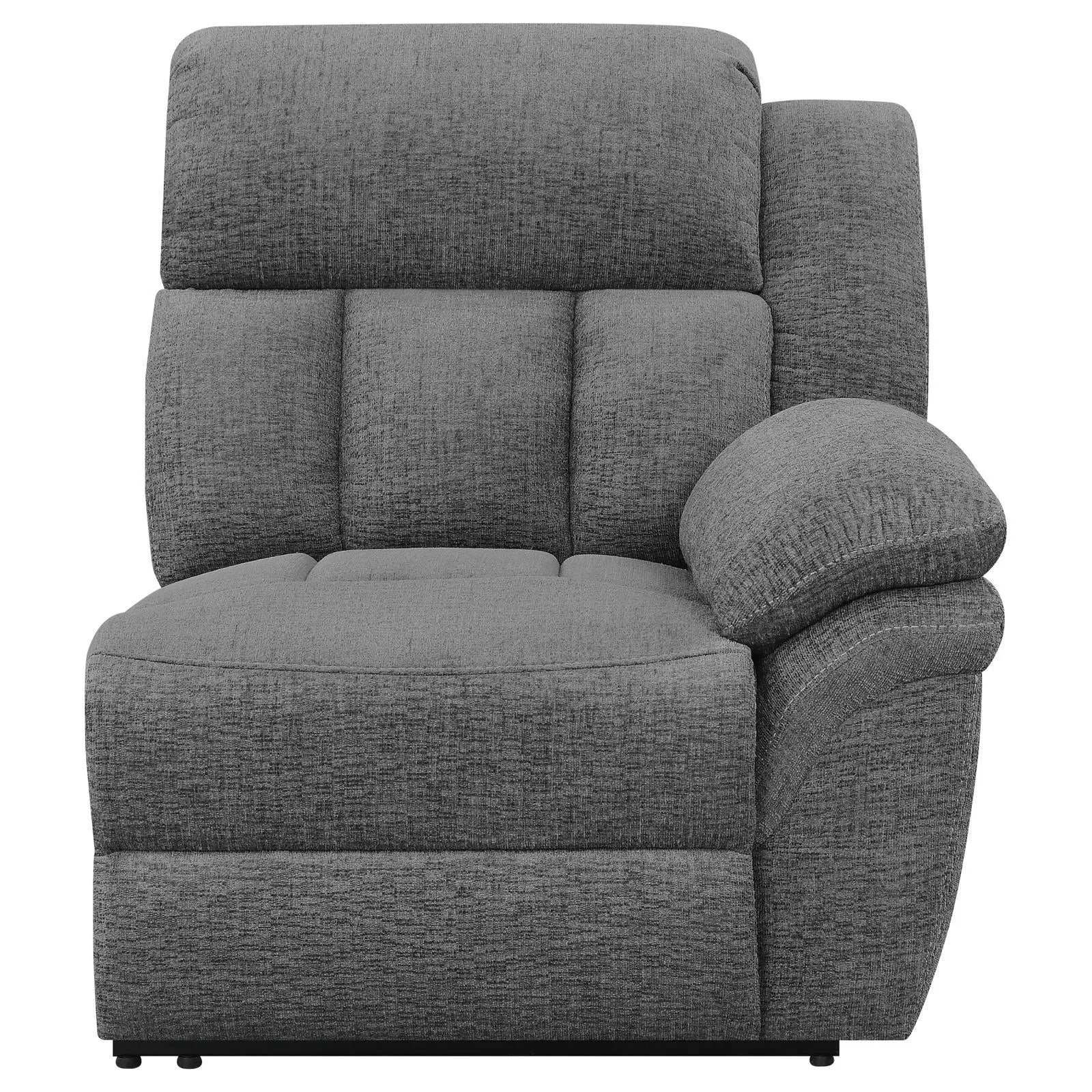 Bahrain Charcoal Upholstered Motion Loveseat with Console - Image 9