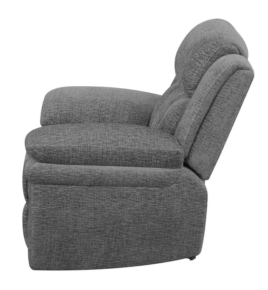 Bahrain Charcoal Upholstered Power Glider Recliner - Image 4