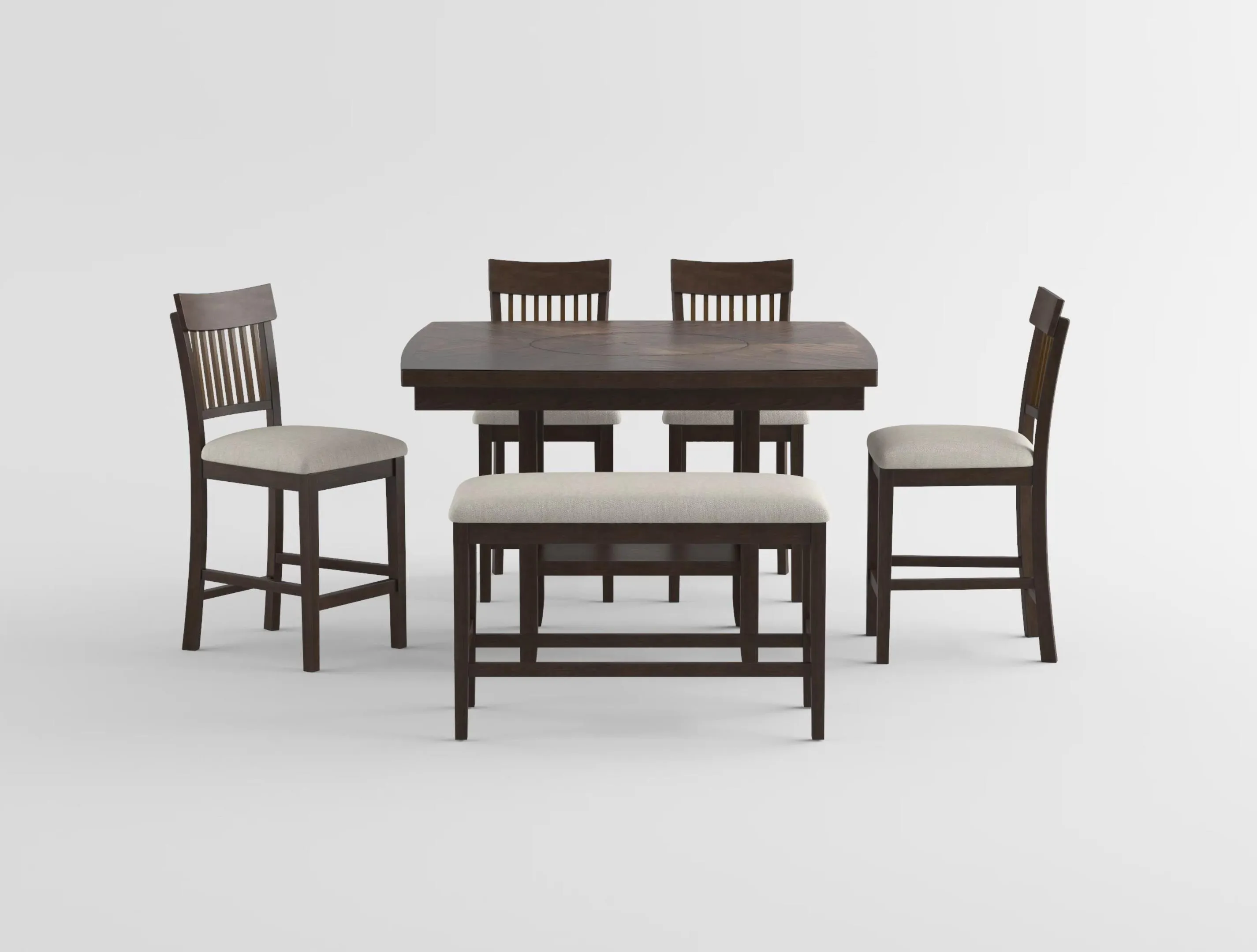 Balin Dark Brown Counter Height Table with Lazy Susan - Image 4
