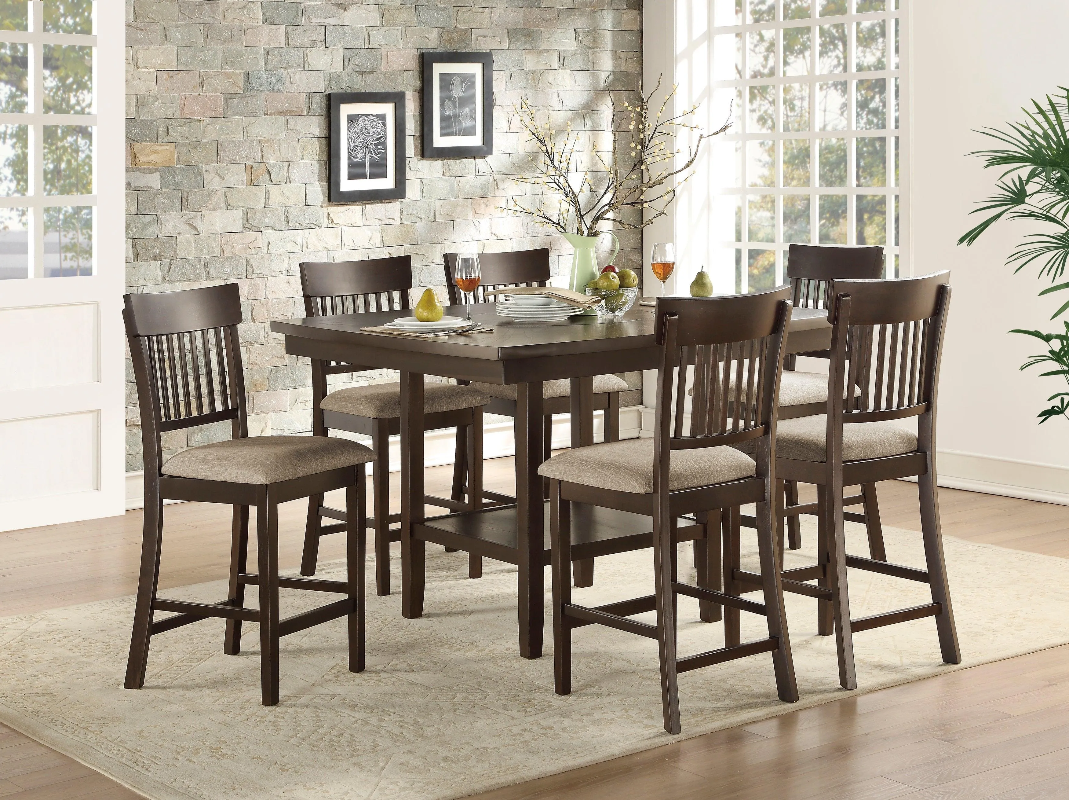 Balin Dark Brown Counter Height Table with Lazy Susan - Image 6
