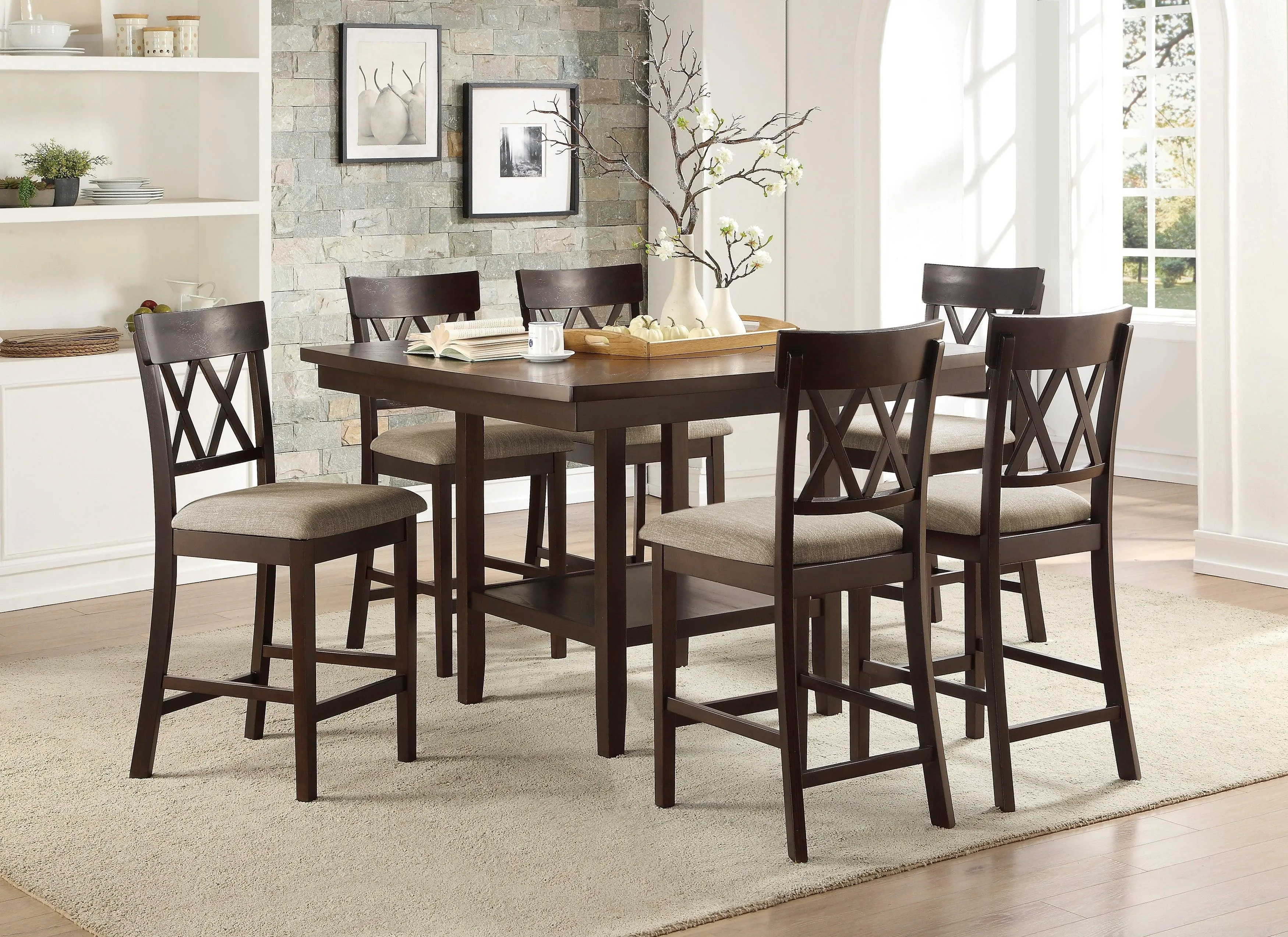 Balin Dark Brown Counter Height Table with Lazy Susan - Image 8