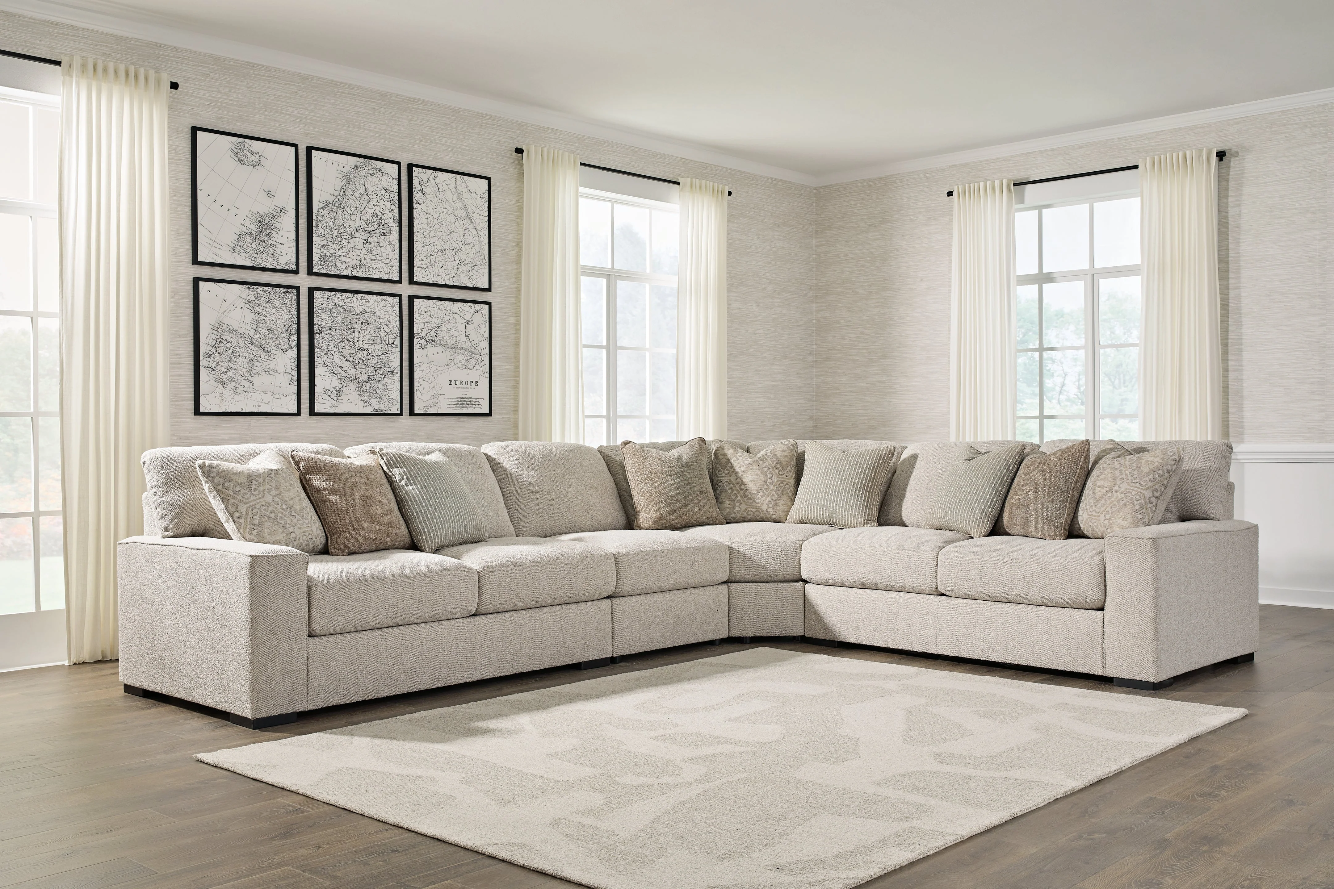 Ballyton Sand 4-Piece Sectional with Ottoman - Image 8