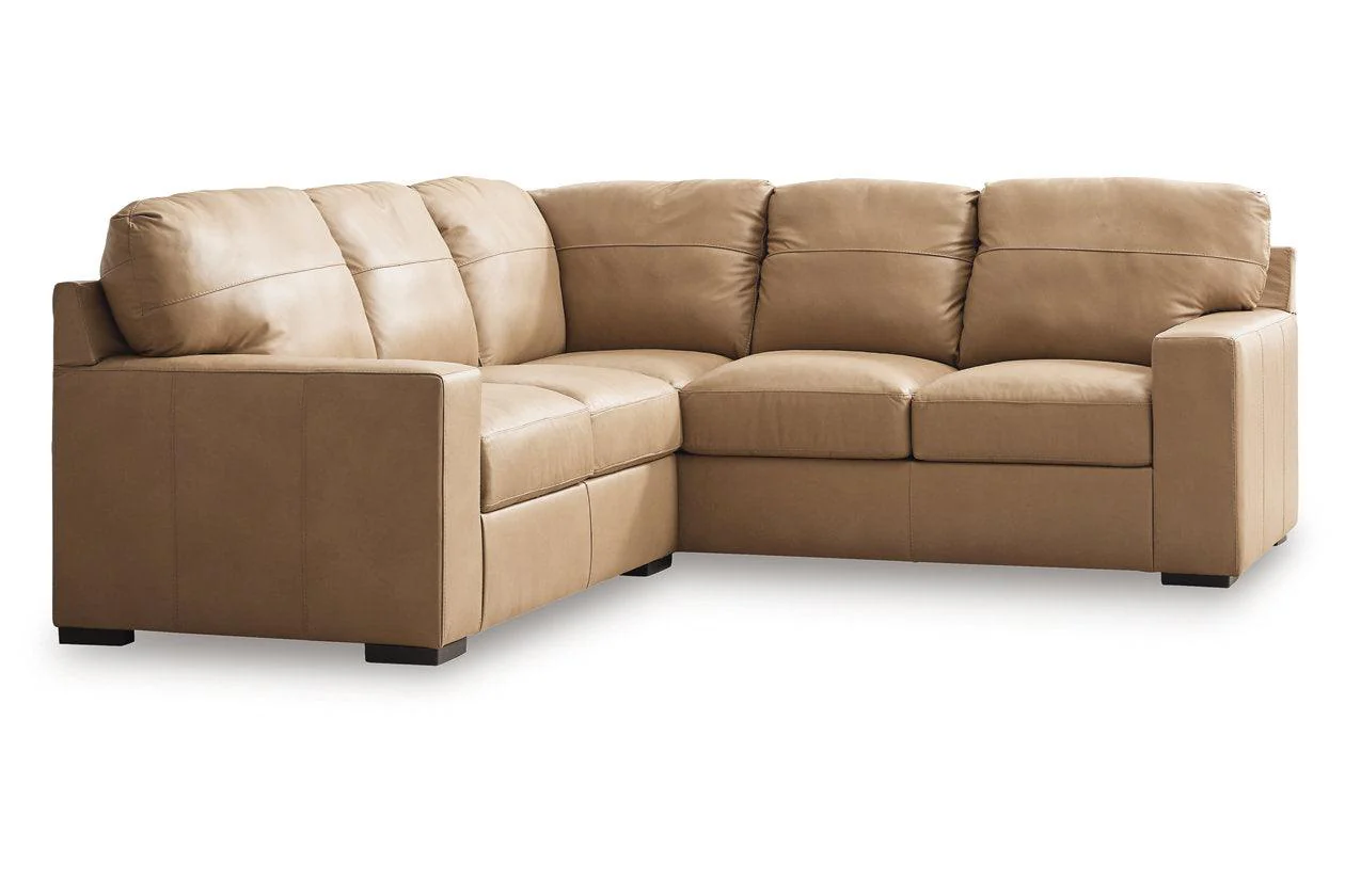 Bandon Toffee Leather 2-Piece Right Arm Facing RAF Sectional - Image 2