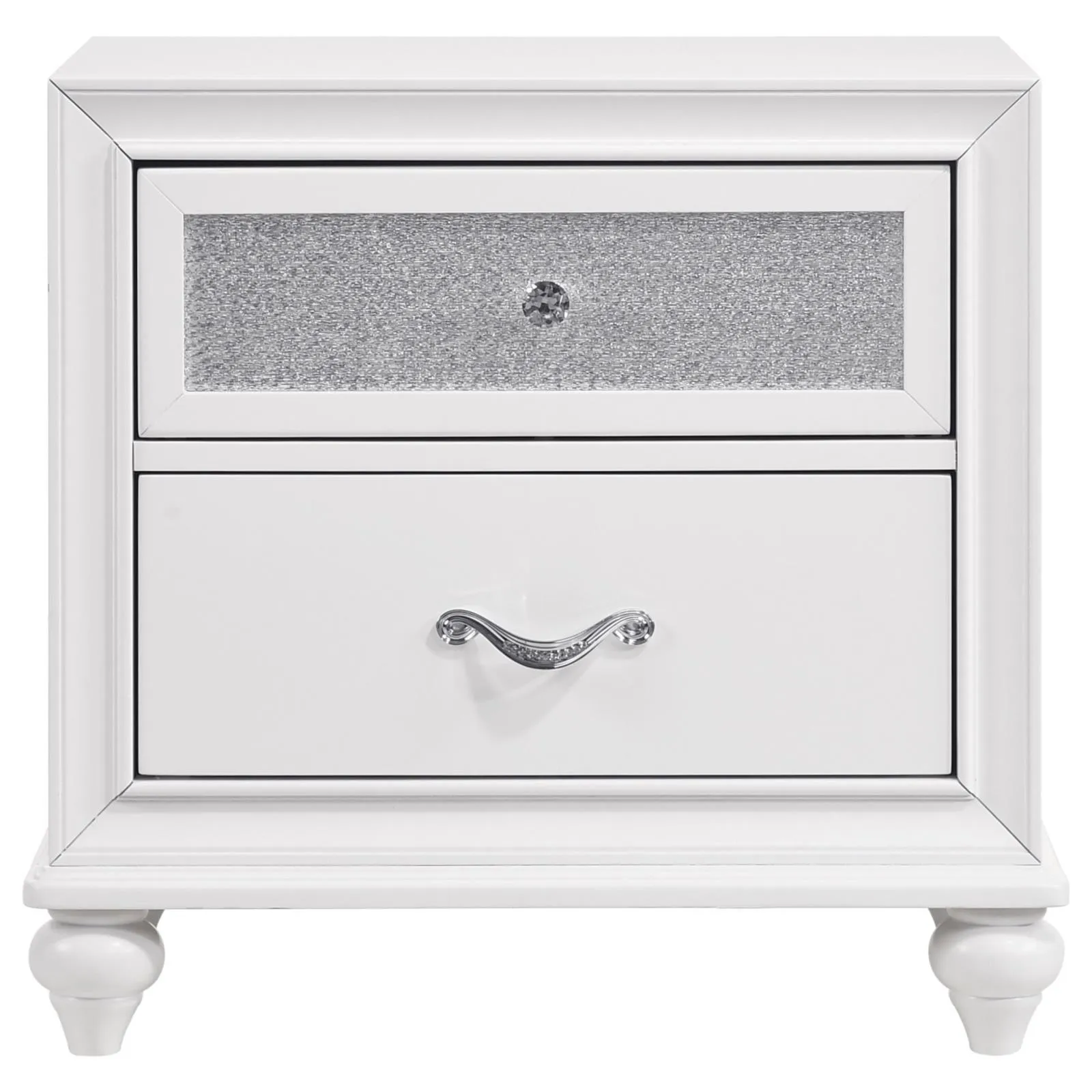 Barzini White 2-Drawer Nightstand - Image 2