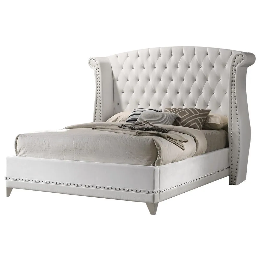 Barzini White Tufted Upholstered Wingback Eastern King Bed - Image 2