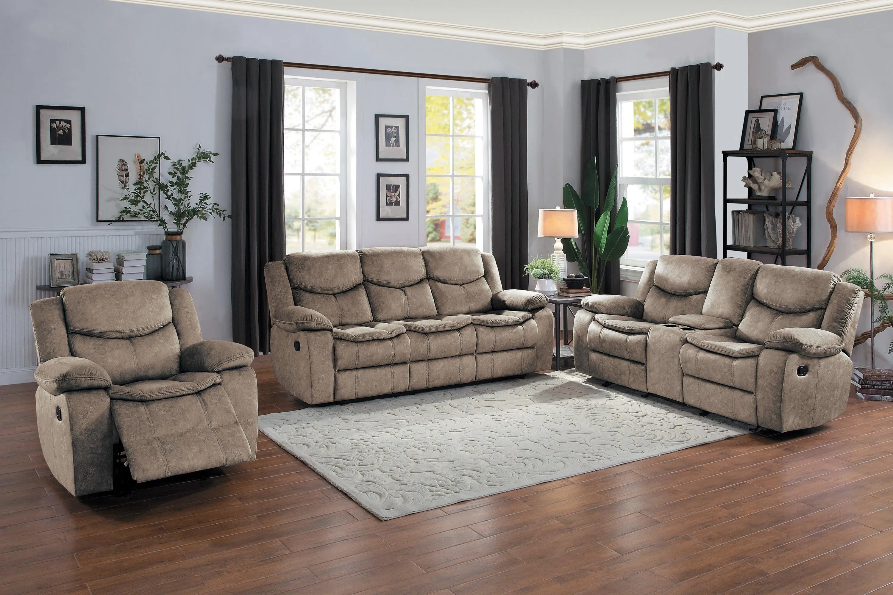 Bastrop Brown Fabric Glider Reclining Chair - Image 2