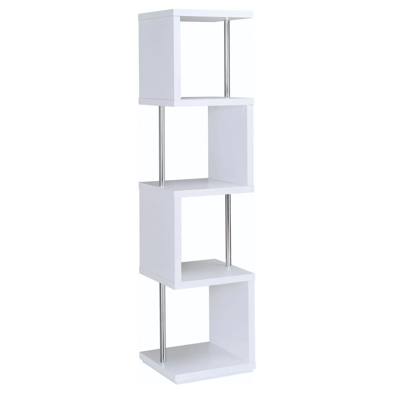 Baxter White/Chrome 4-Shelf Bookcase - Image 8
