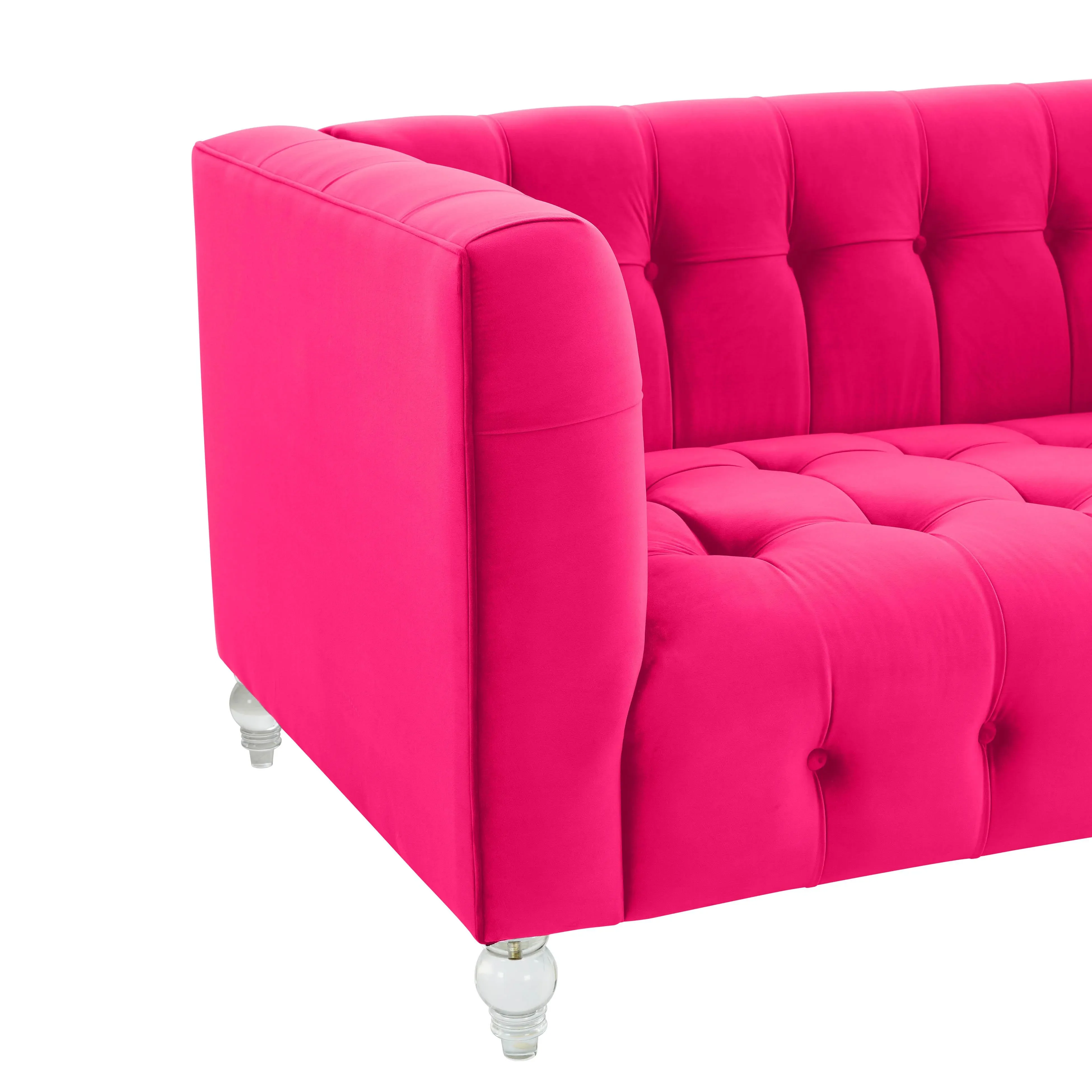 Bea Hot Pink Velvet Loveseat - Image 4