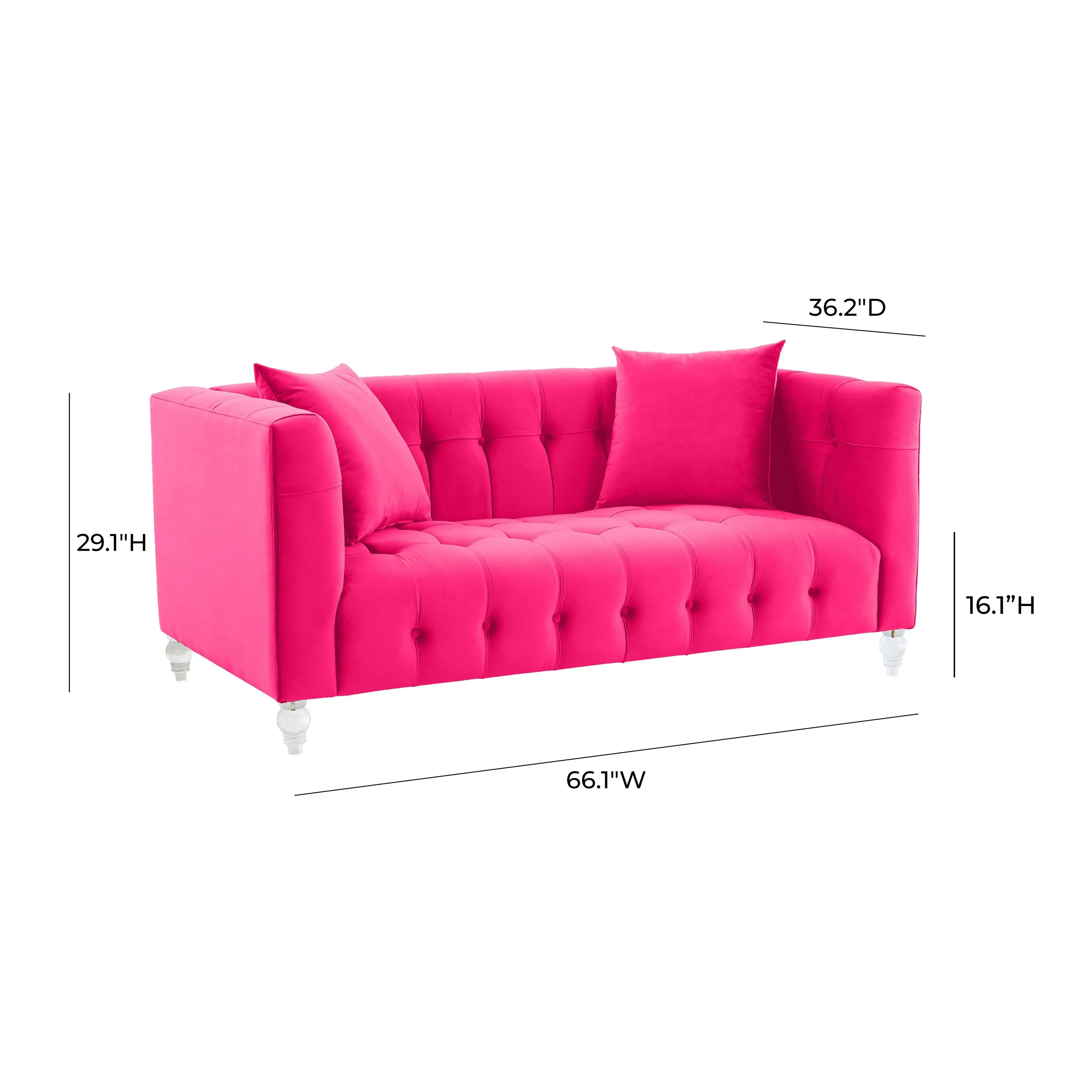 Bea Hot Pink Velvet Loveseat - Image 5