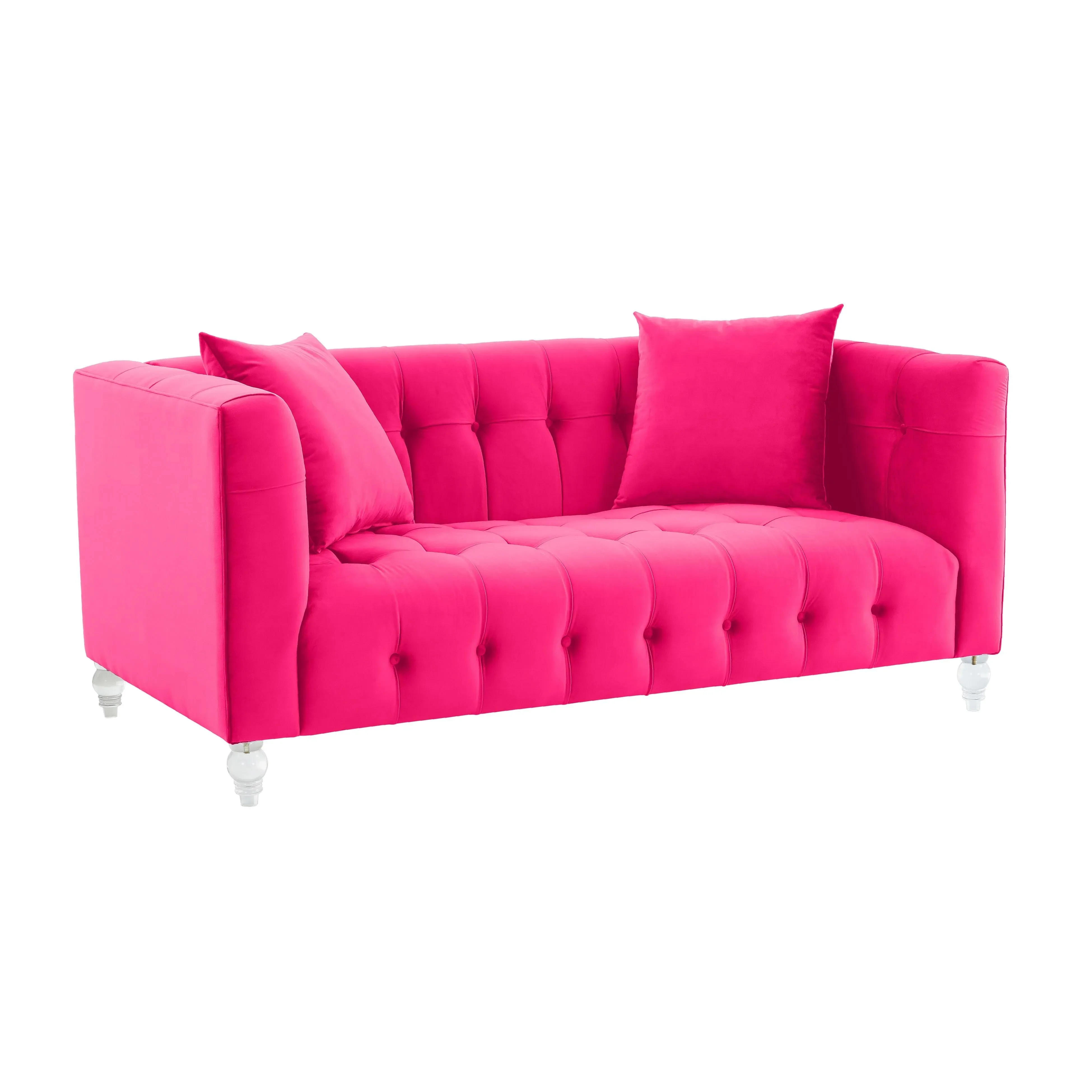 Bea Hot Pink Velvet Loveseat - Image 6