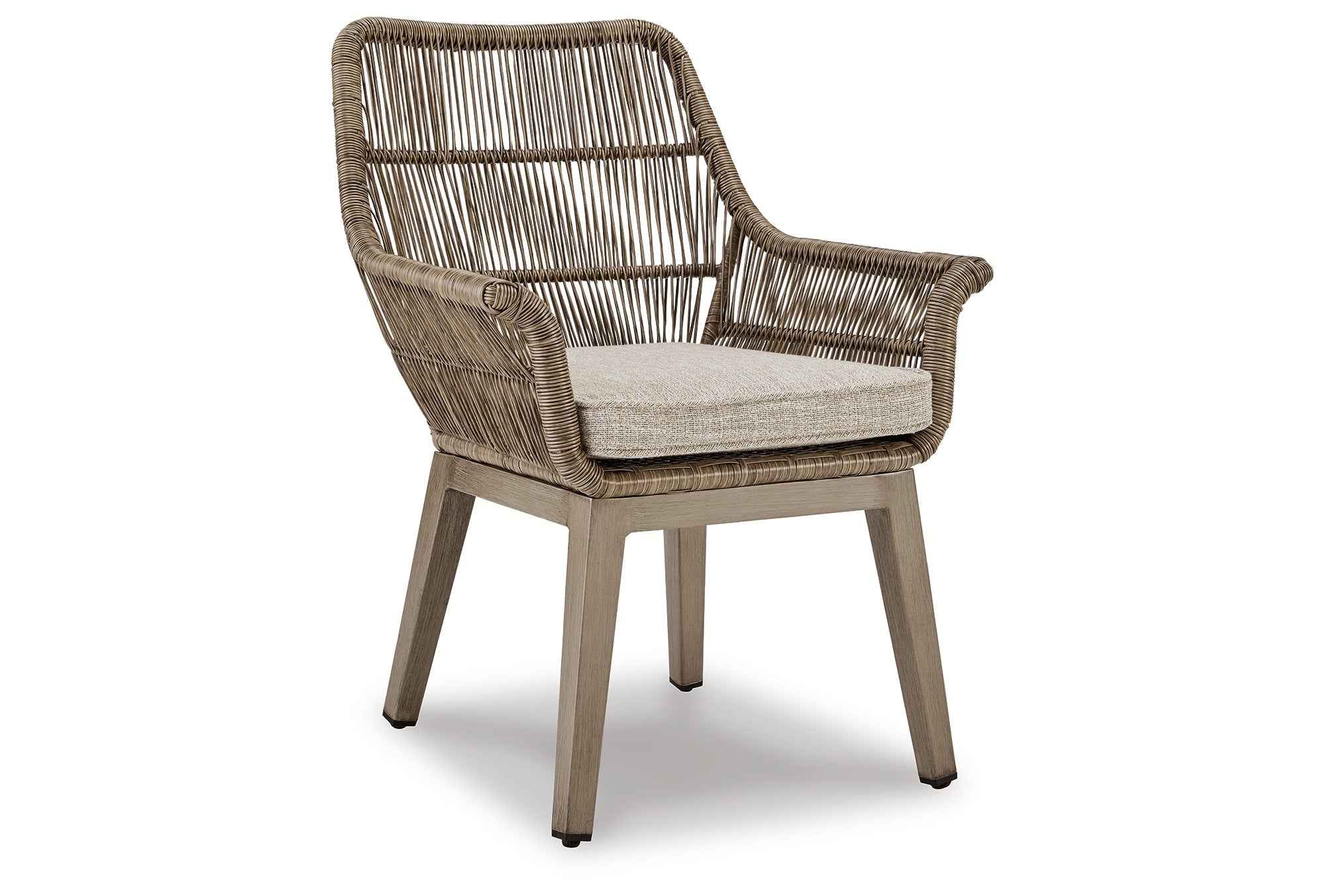 Beach Beige Front Beige Arm Chair with Cushion - Image 7