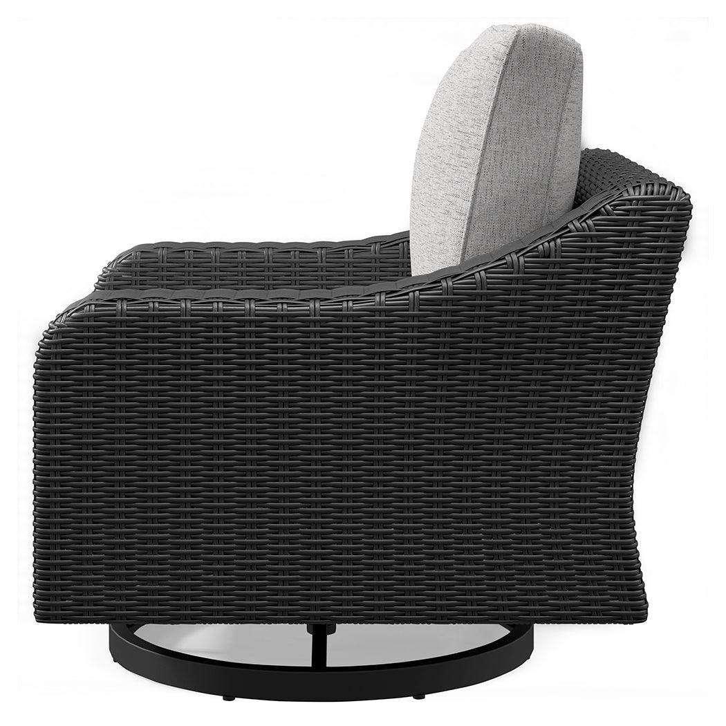 Beachcroft Black/Light Gray Outdoor Swivel Lounge - Image 7