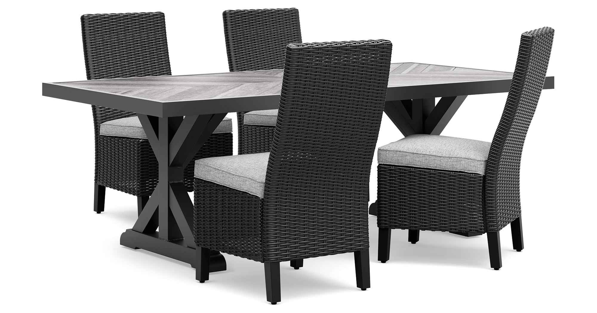 Beachcroft Black/Light Gray Outdoor Dining Table and 4 Chairs - Image 21