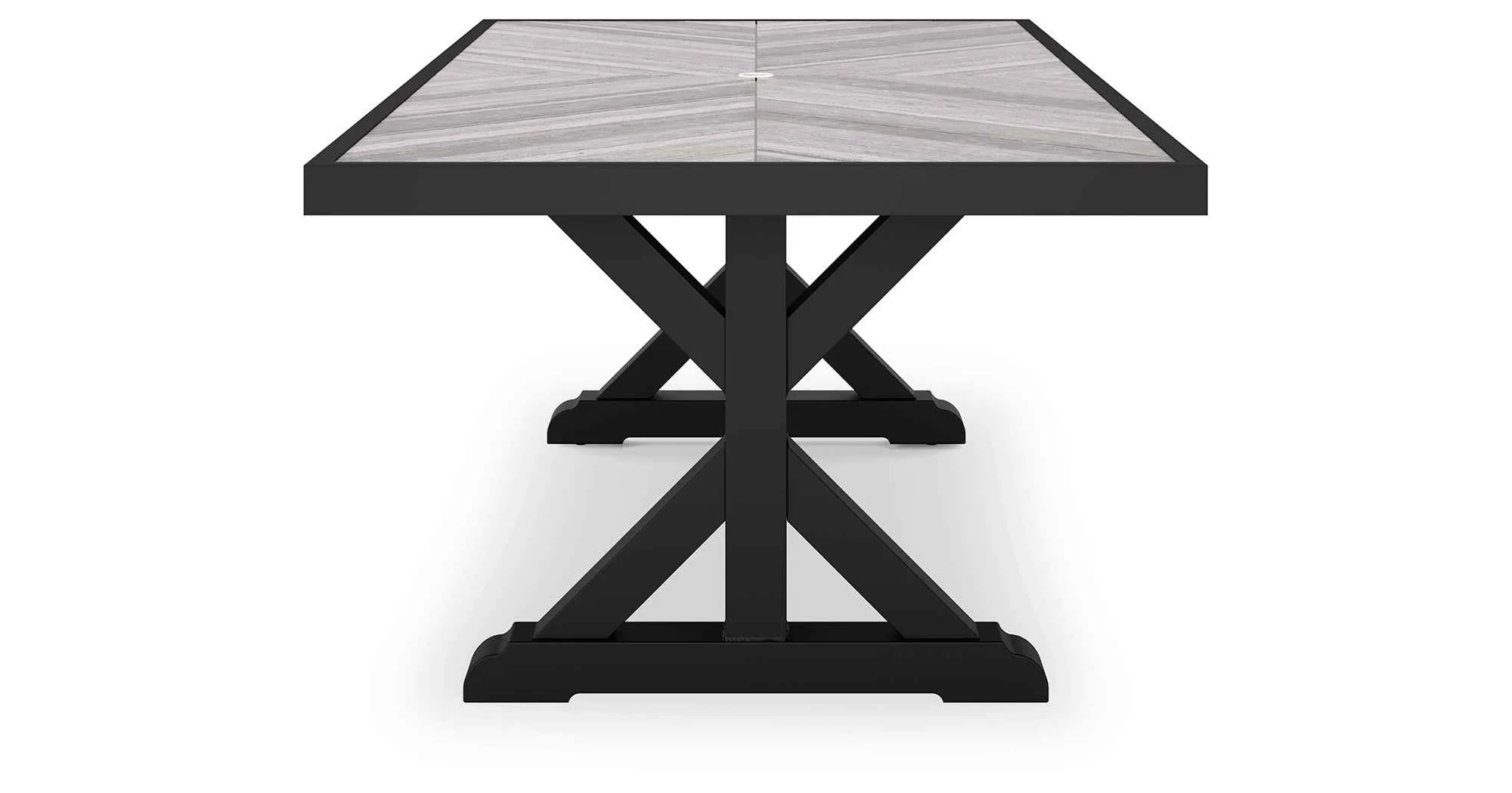 Beachcroft Black/Light Gray Outdoor Dining Table and 6 Chairs - Image 11